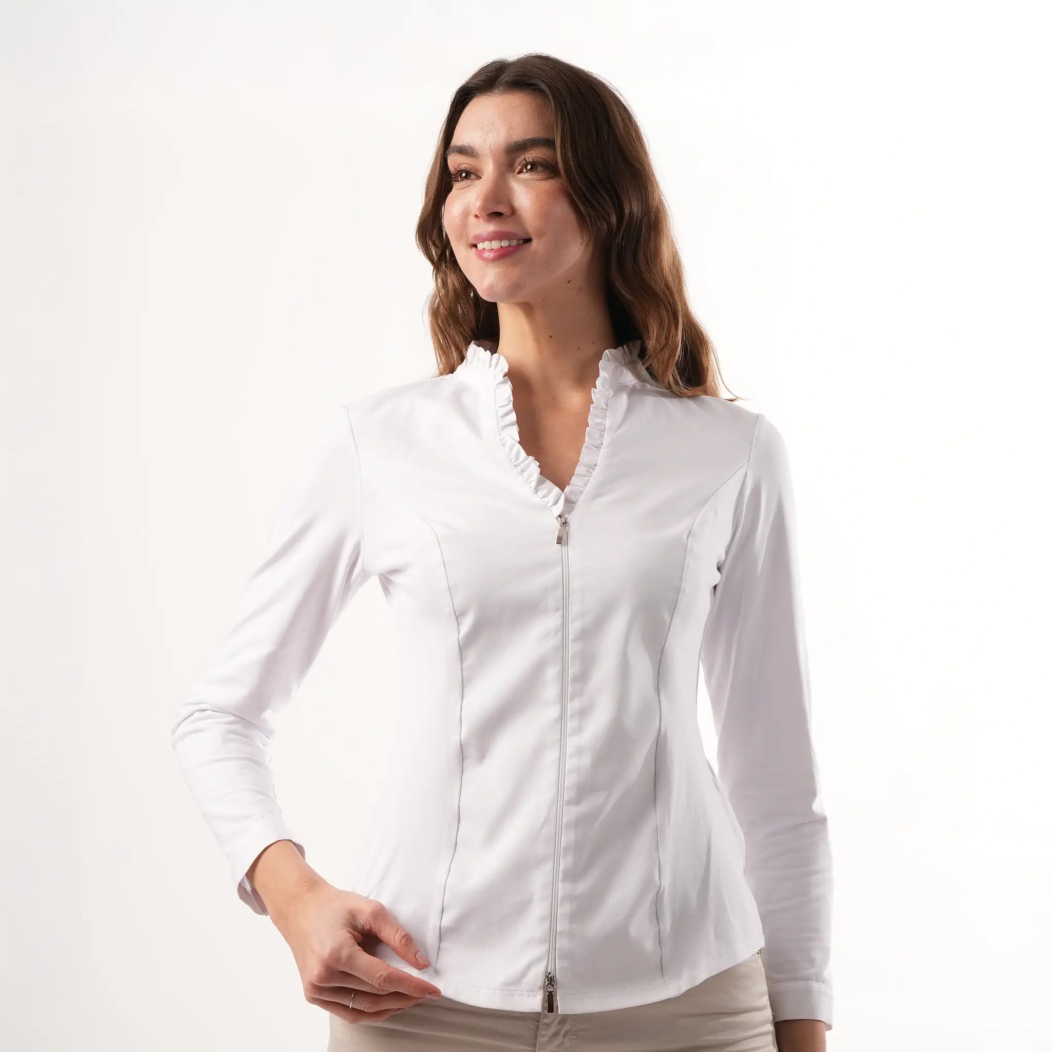 Kate Zipped White Shirt
