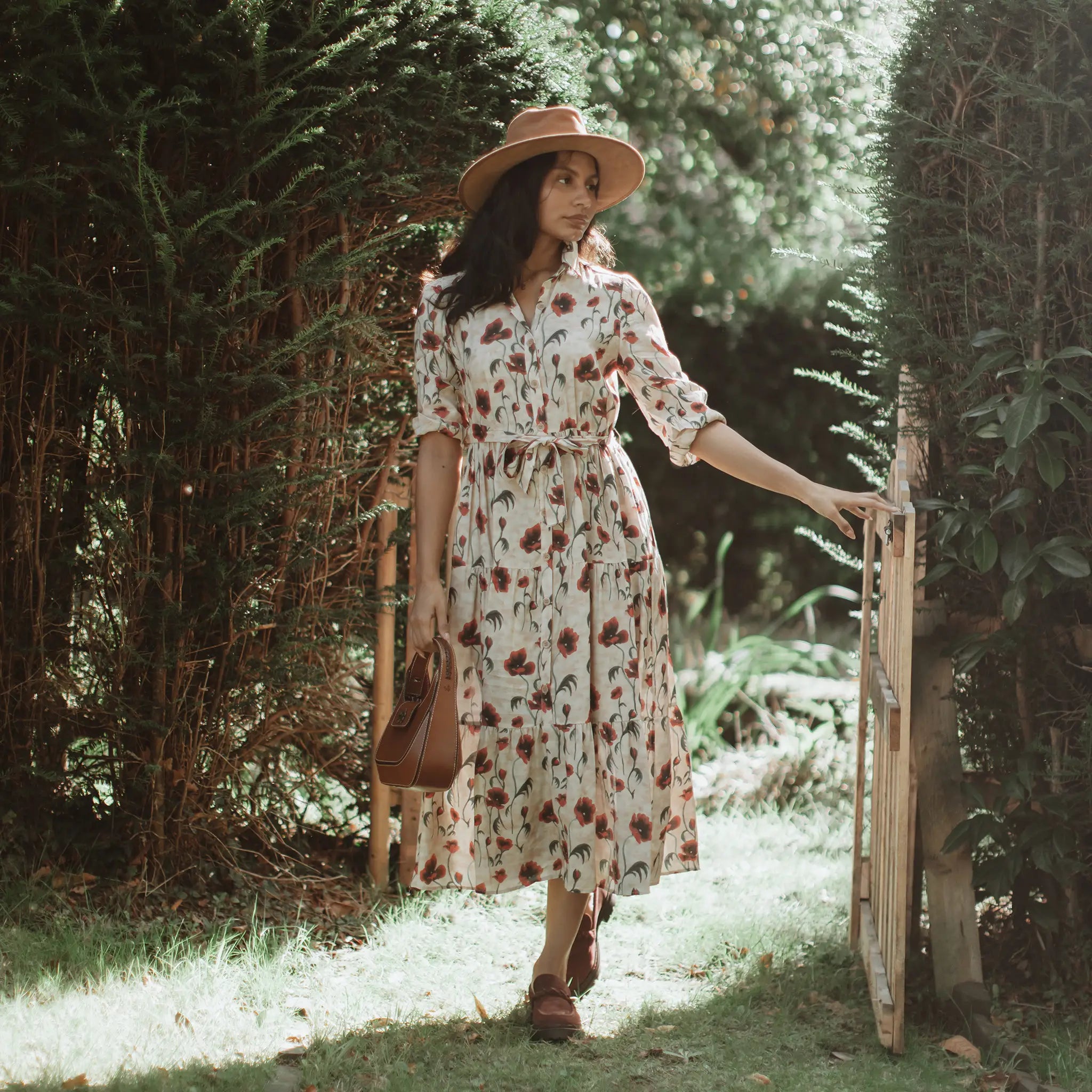 sachin and babi light blue dress Chiffon Poppy Print Dress