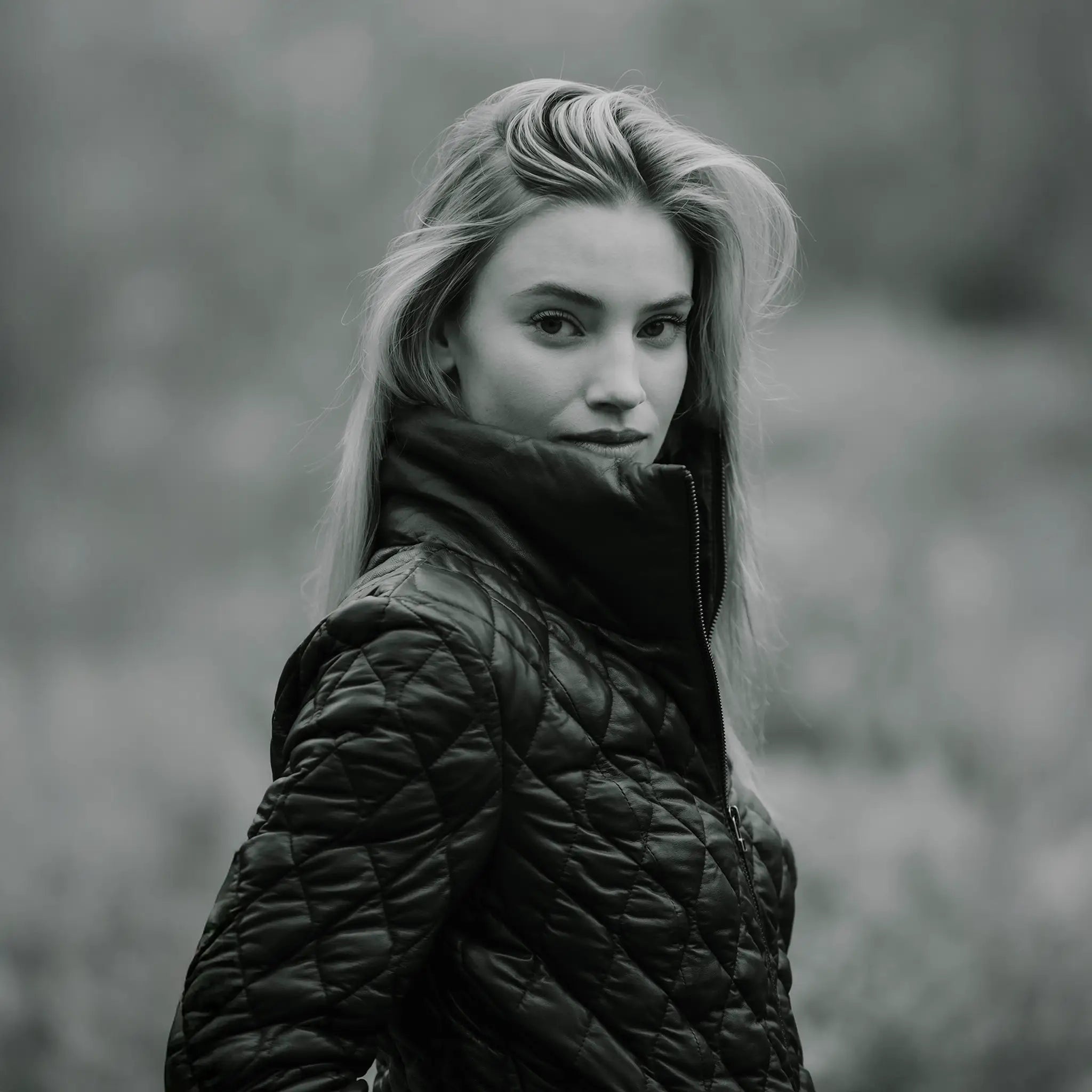 Manhattan Quilted Navy Leather Coat