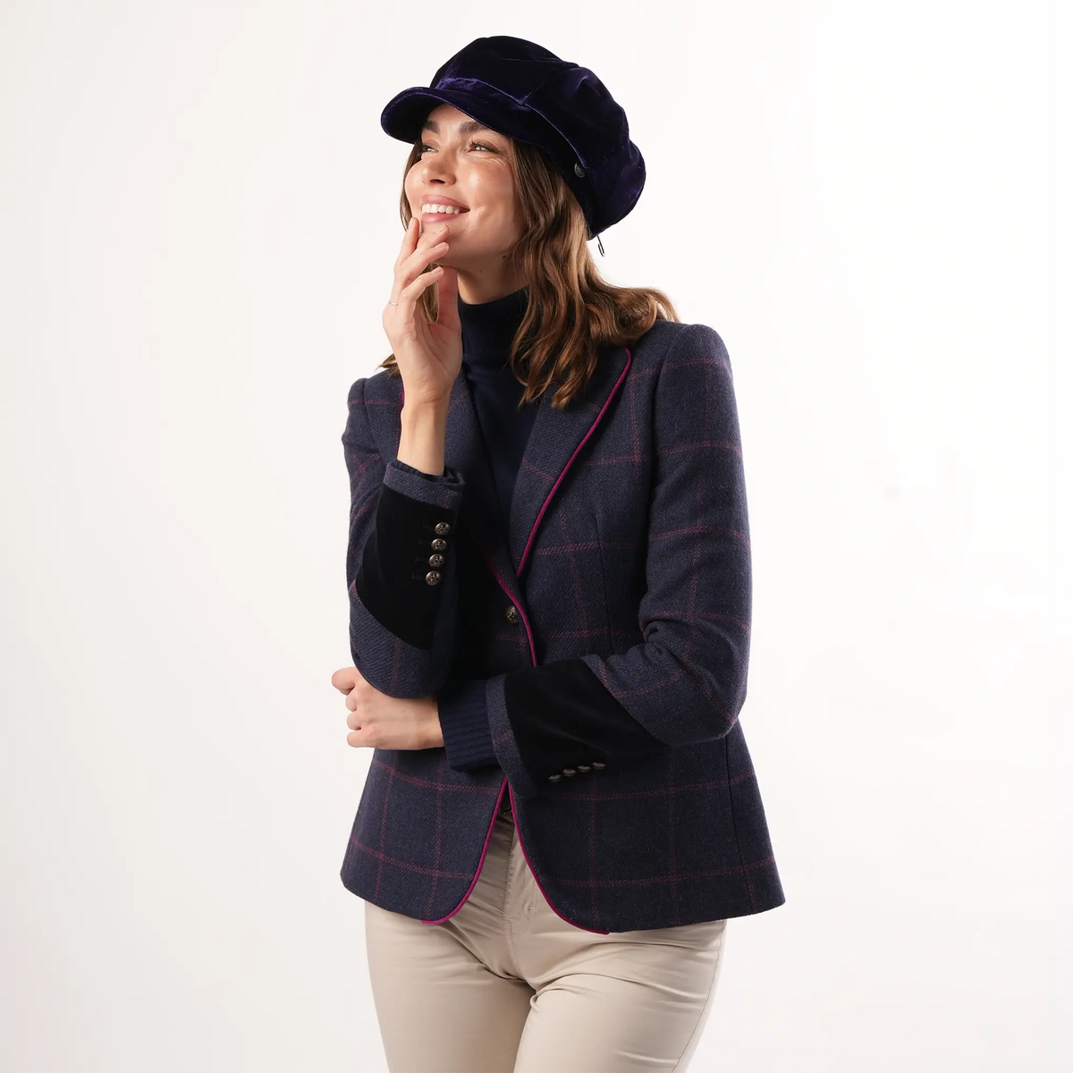 Ascot Navy Pink Wool Jacket
