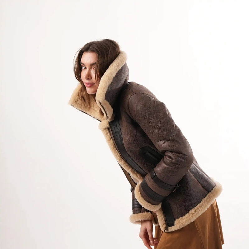 Aviator Brown Sheepskin Jacket
