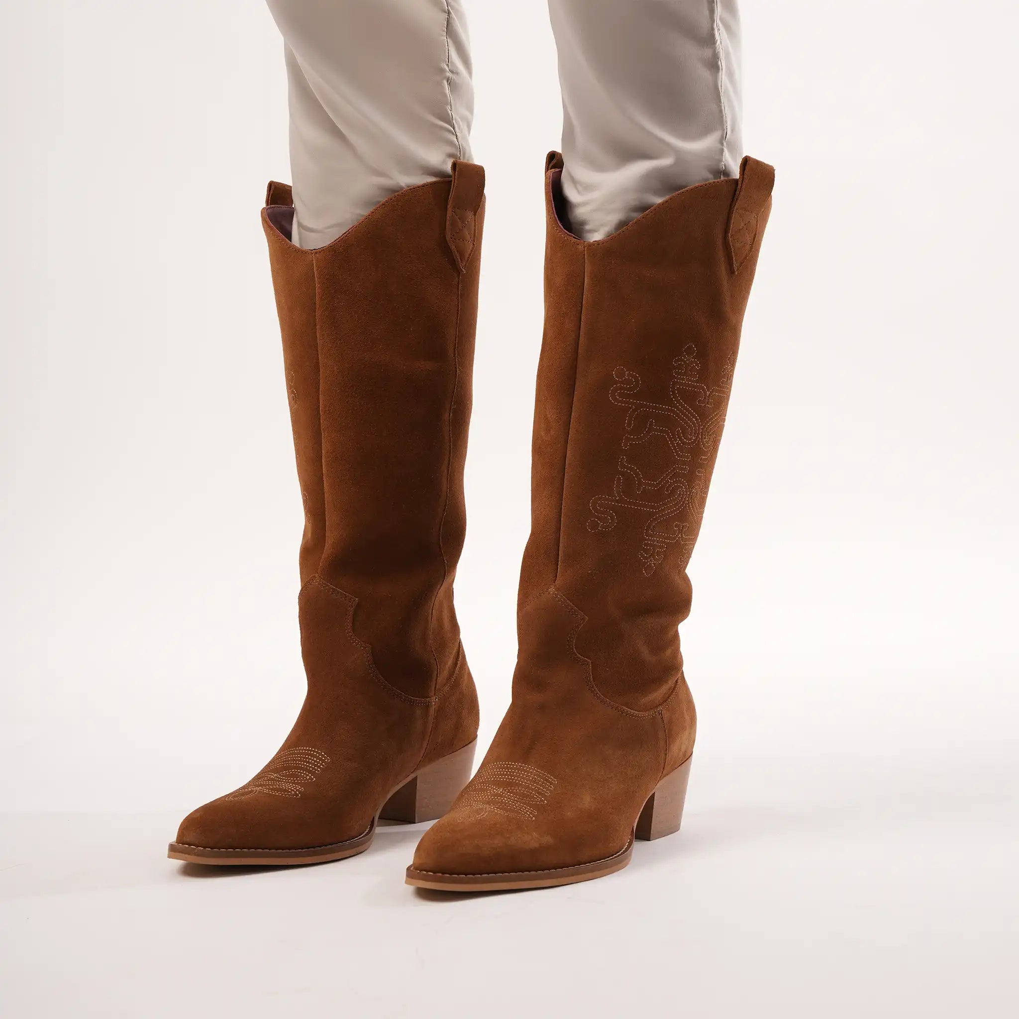 Beth Tan Suede Boots