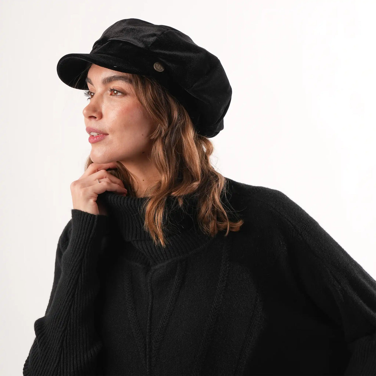 Bakerboy Black Velvet Cap | Velvet Hat | Welligogs display picture 2