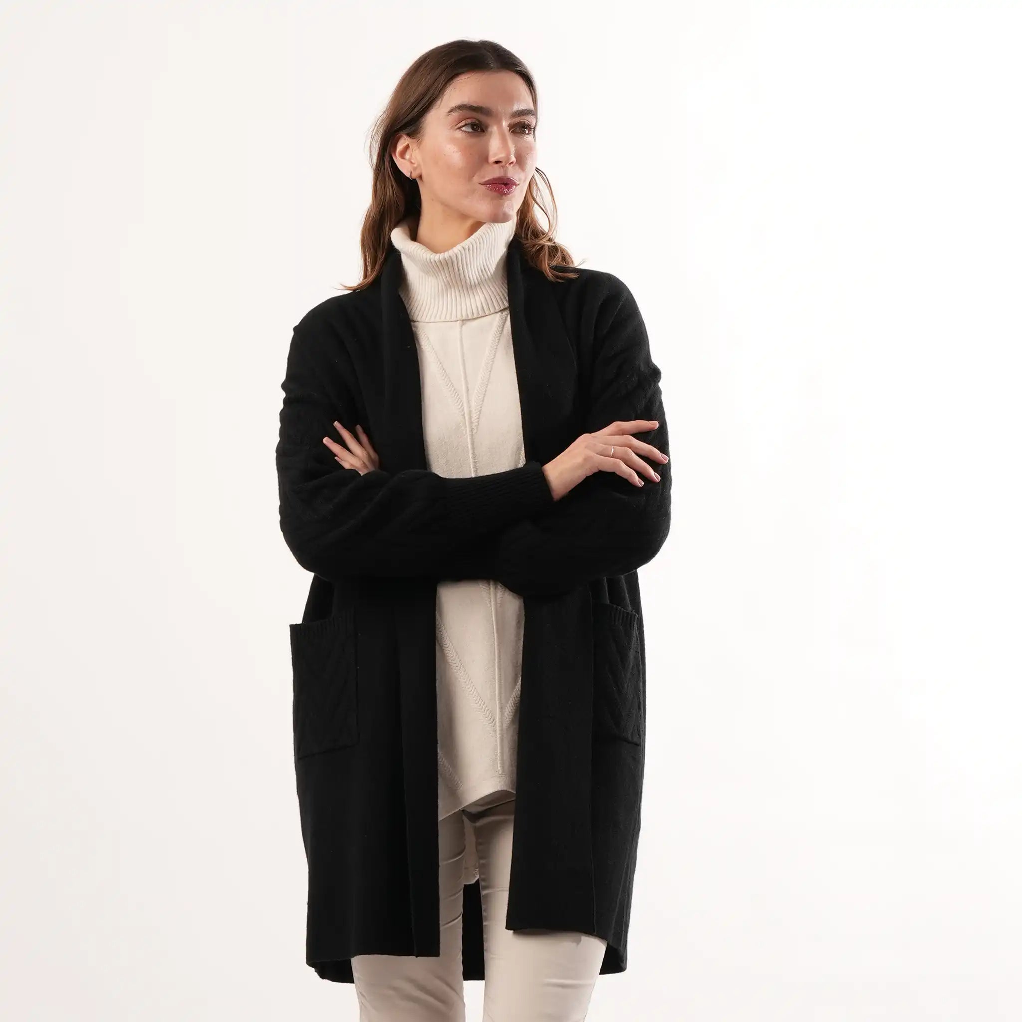 Cable Knit Black Cardigan