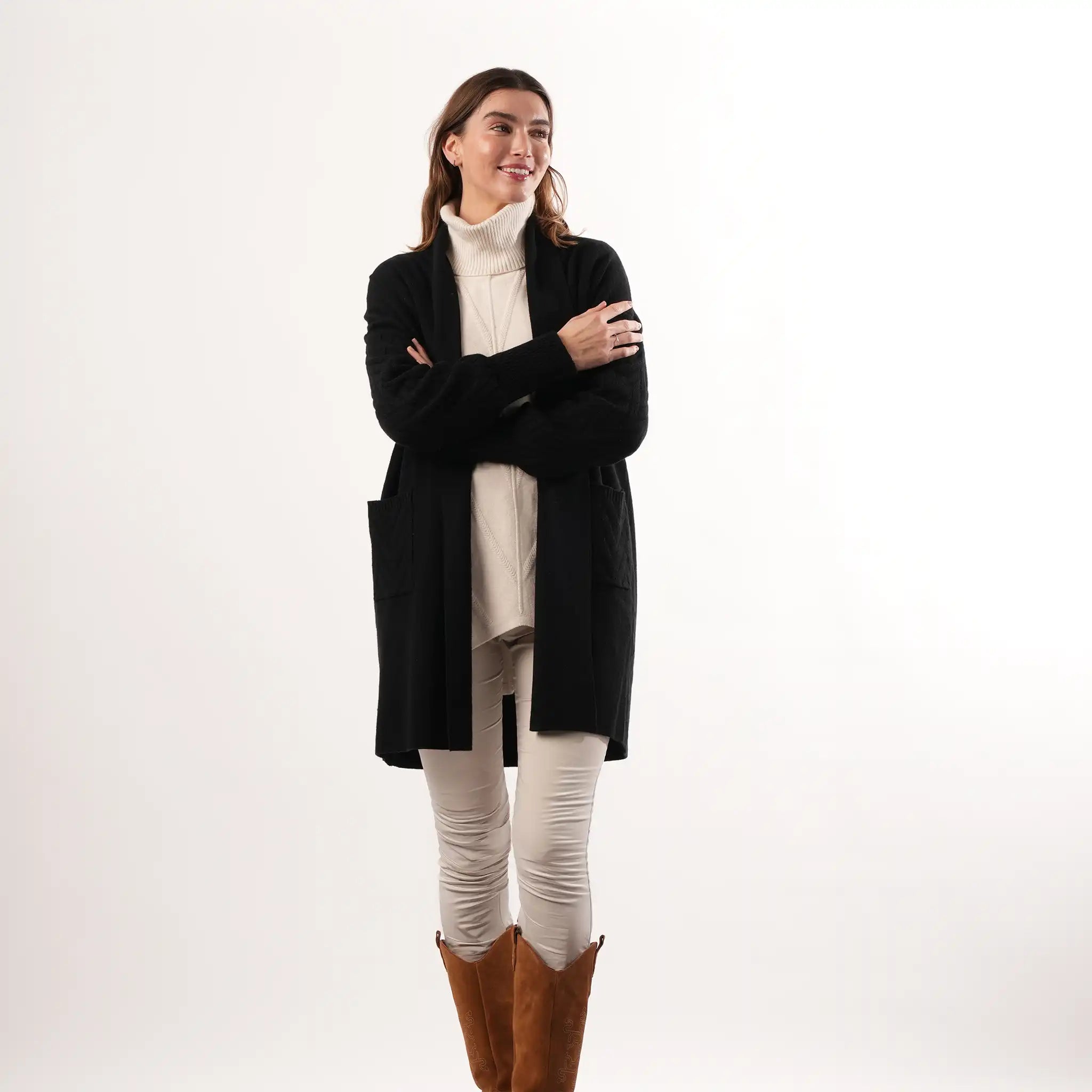 Cable Knit Black Cardigan