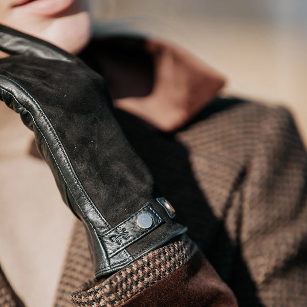 Leather & Suede Black Gloves - Welligogs