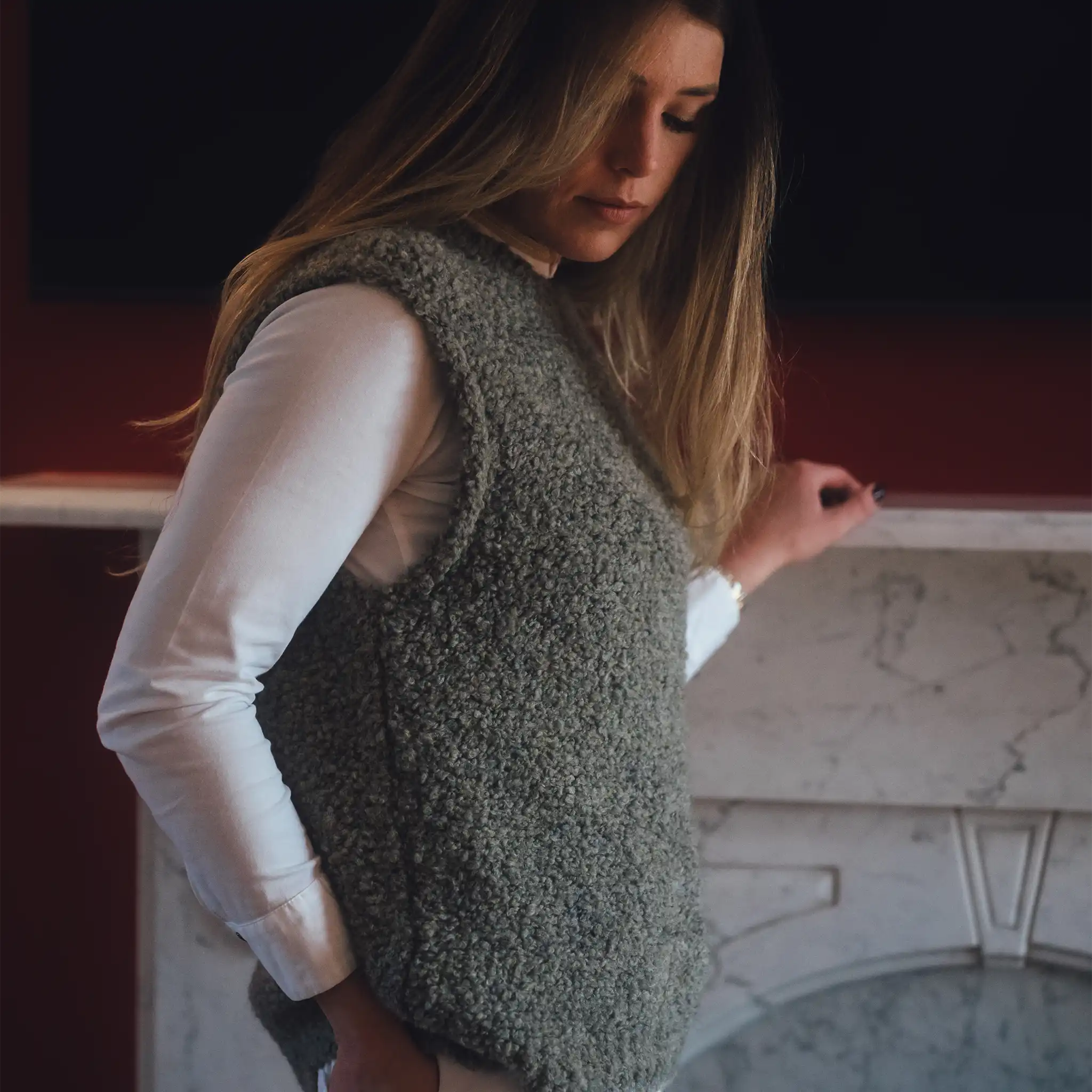 Autumn Grey Boucle Vest