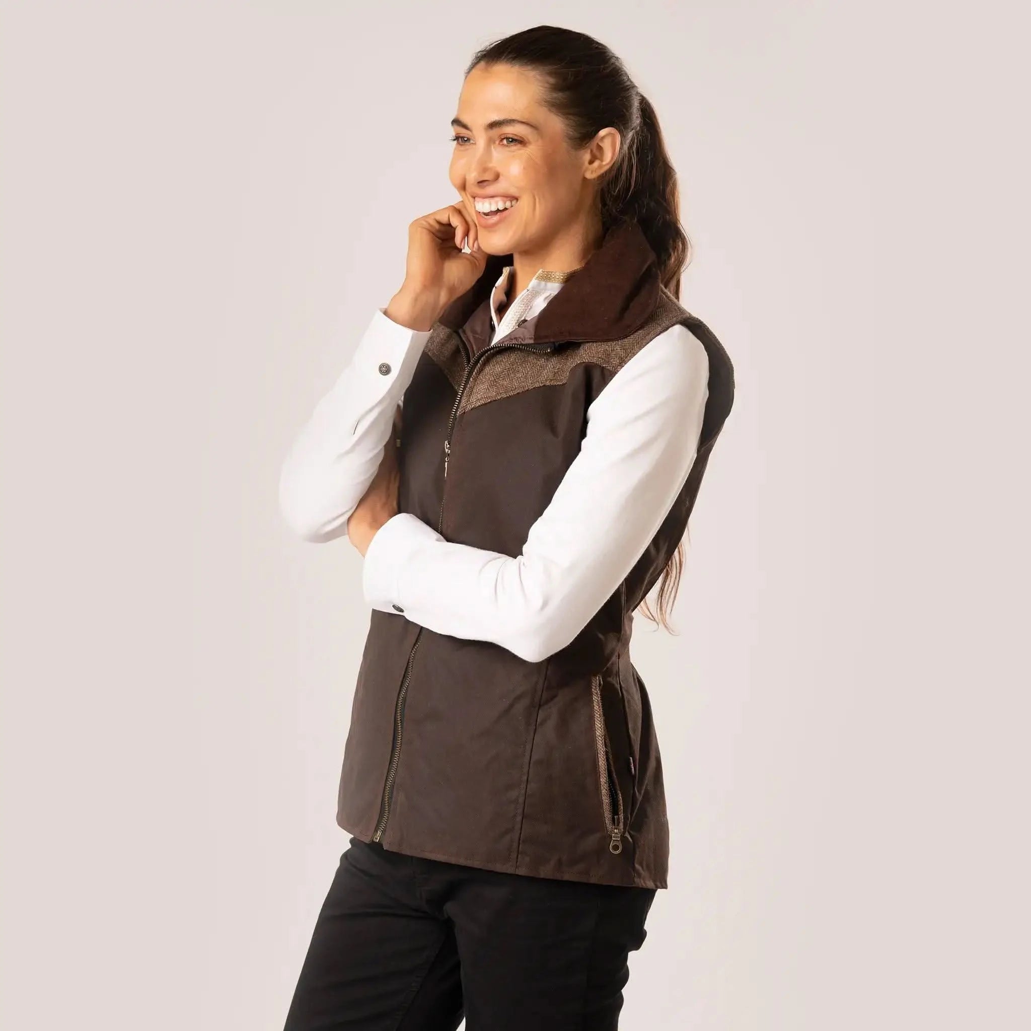 Burghley Herringbone Wax Gilet - Welligogs