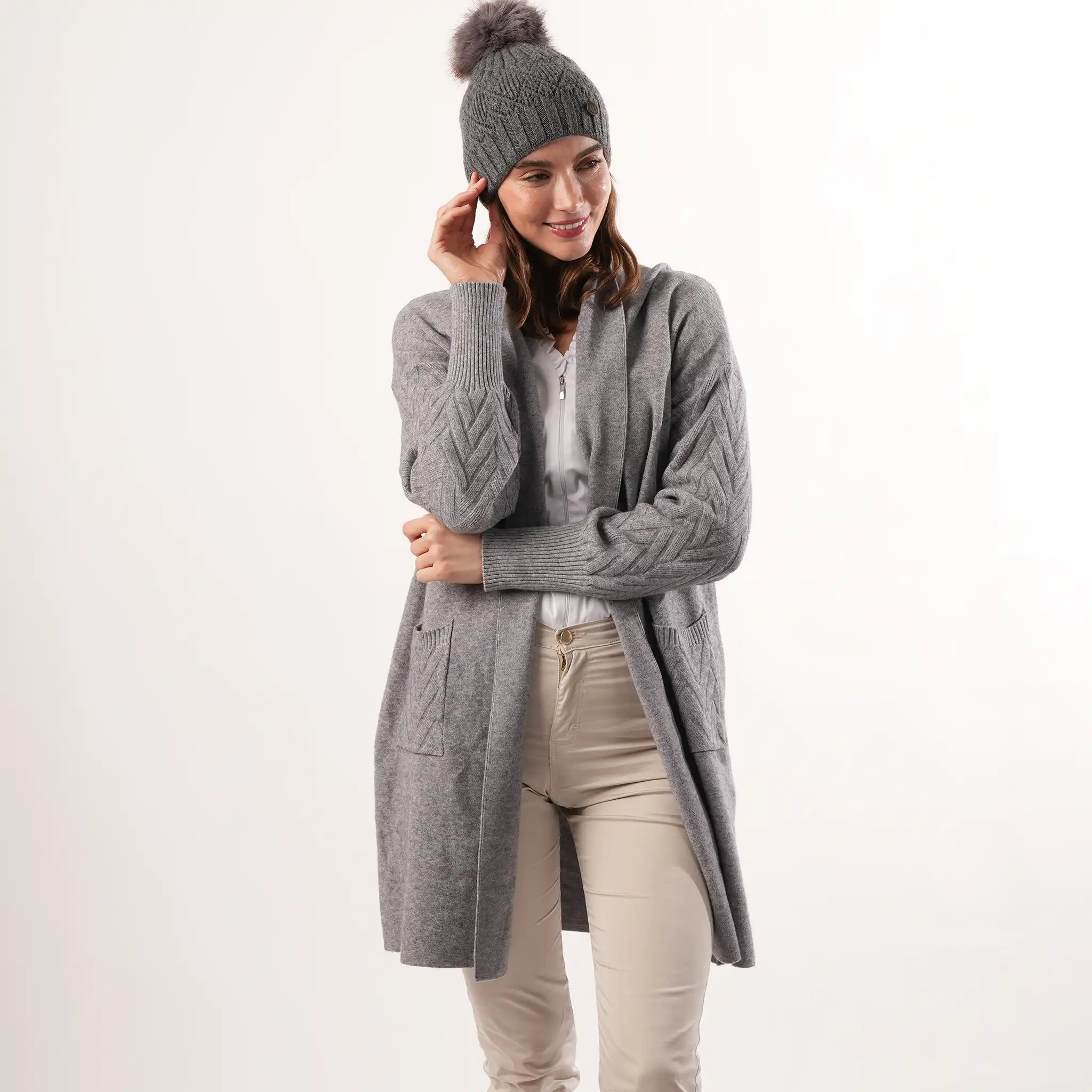 Cable Knit Grey Cardigan