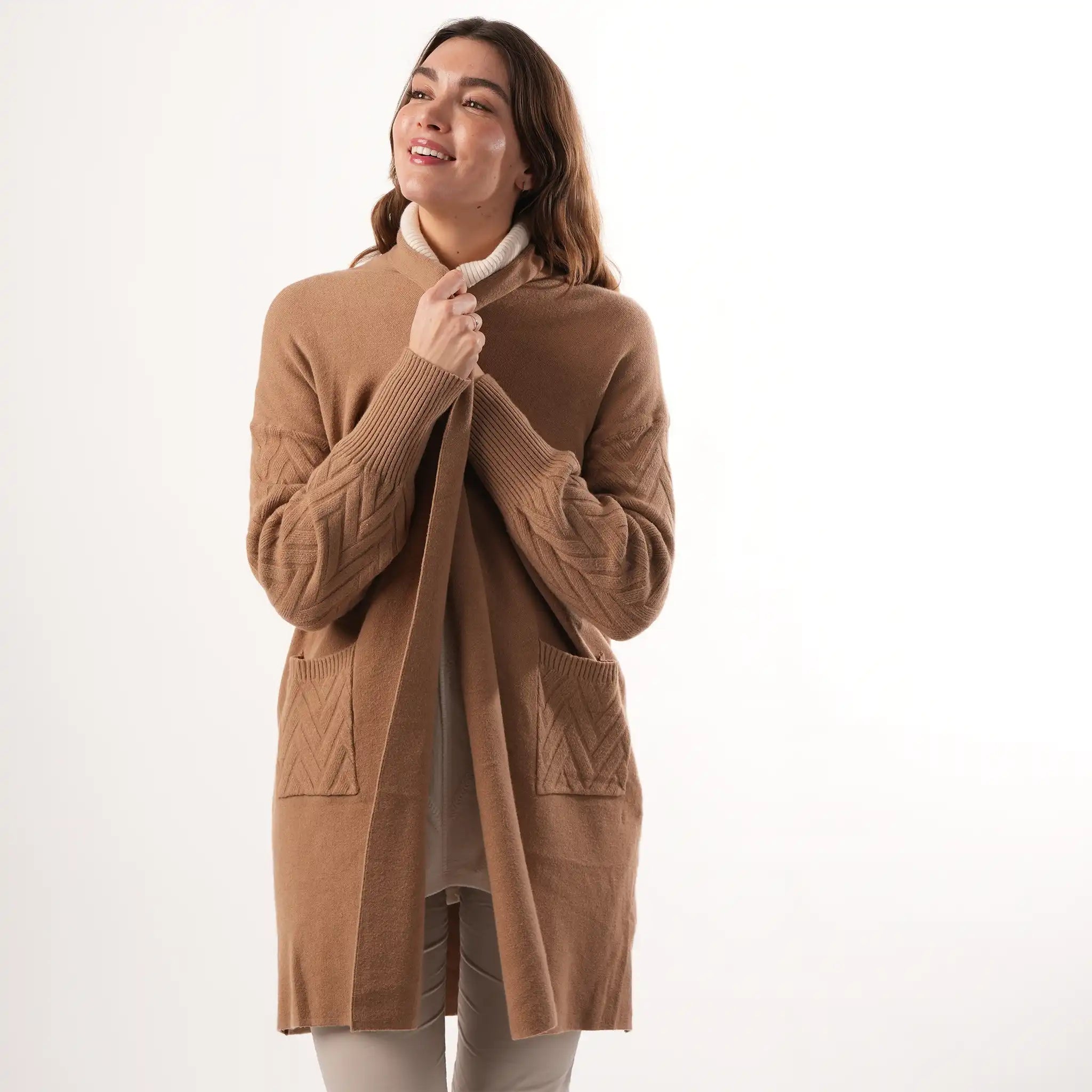 Cable Knit Camel Cardigan