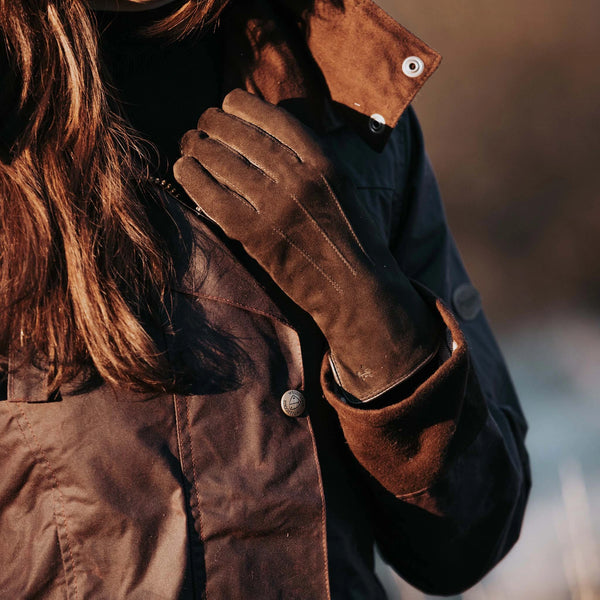Leather & Suede Chocolate Driving Gloves - Welligogs