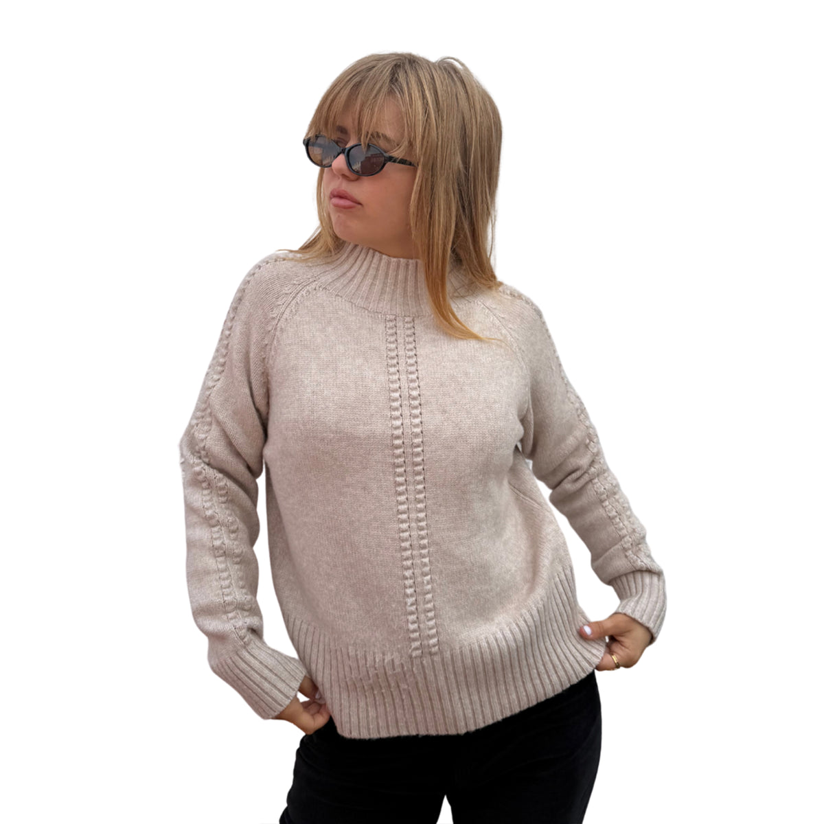 Turtleneck Dot Oat Jumper