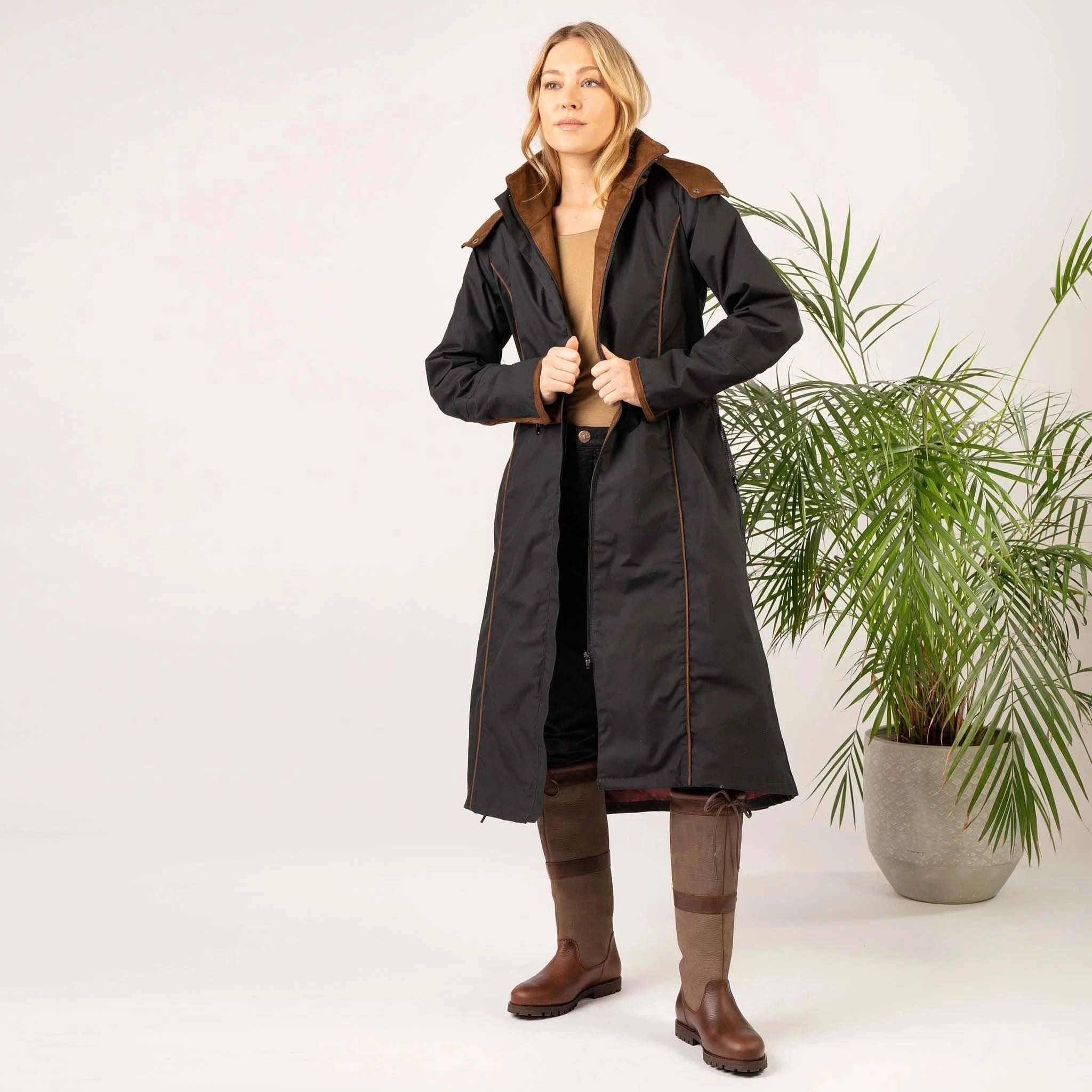 Eleanor Black Long Waterproof Coat - Welligogs