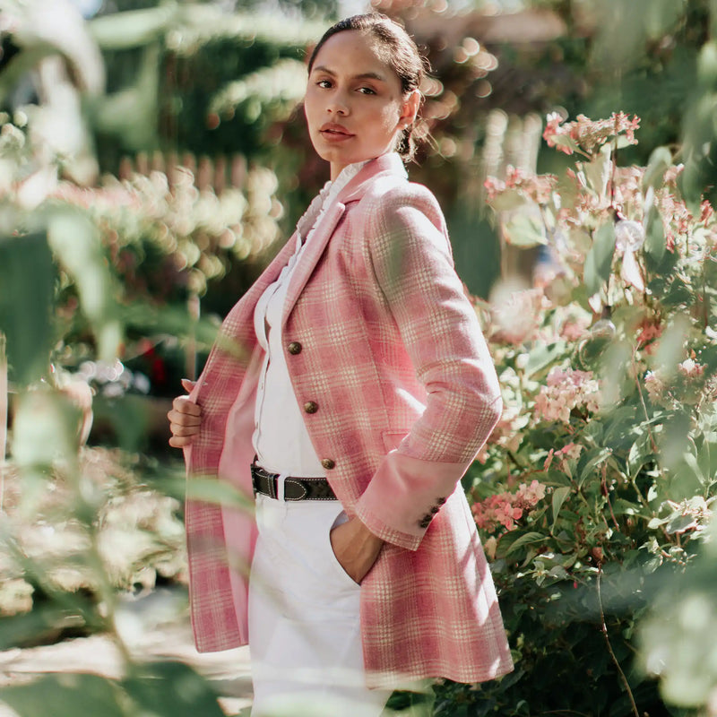 Evelyn Pink Check Coat