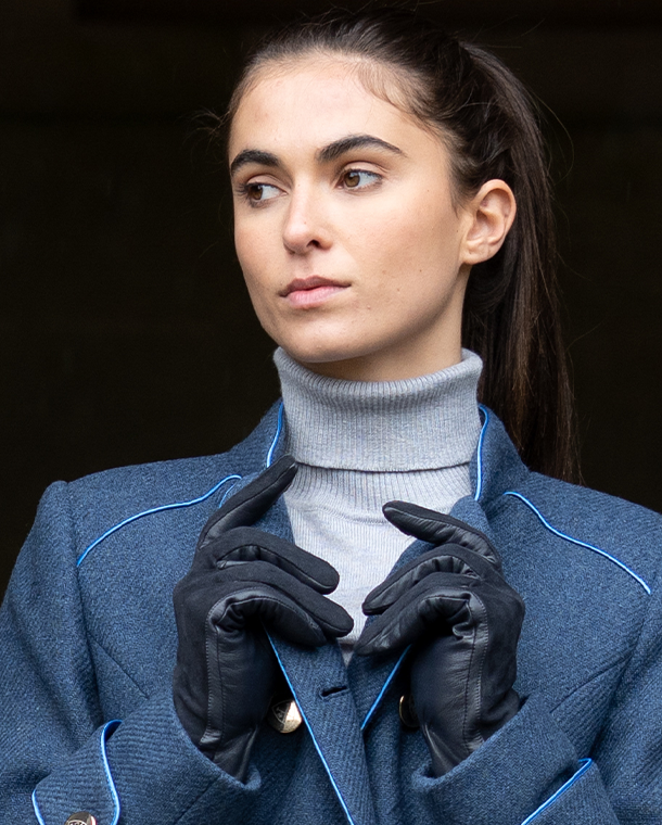 Leather & Suede Navy Gloves - Welligogs