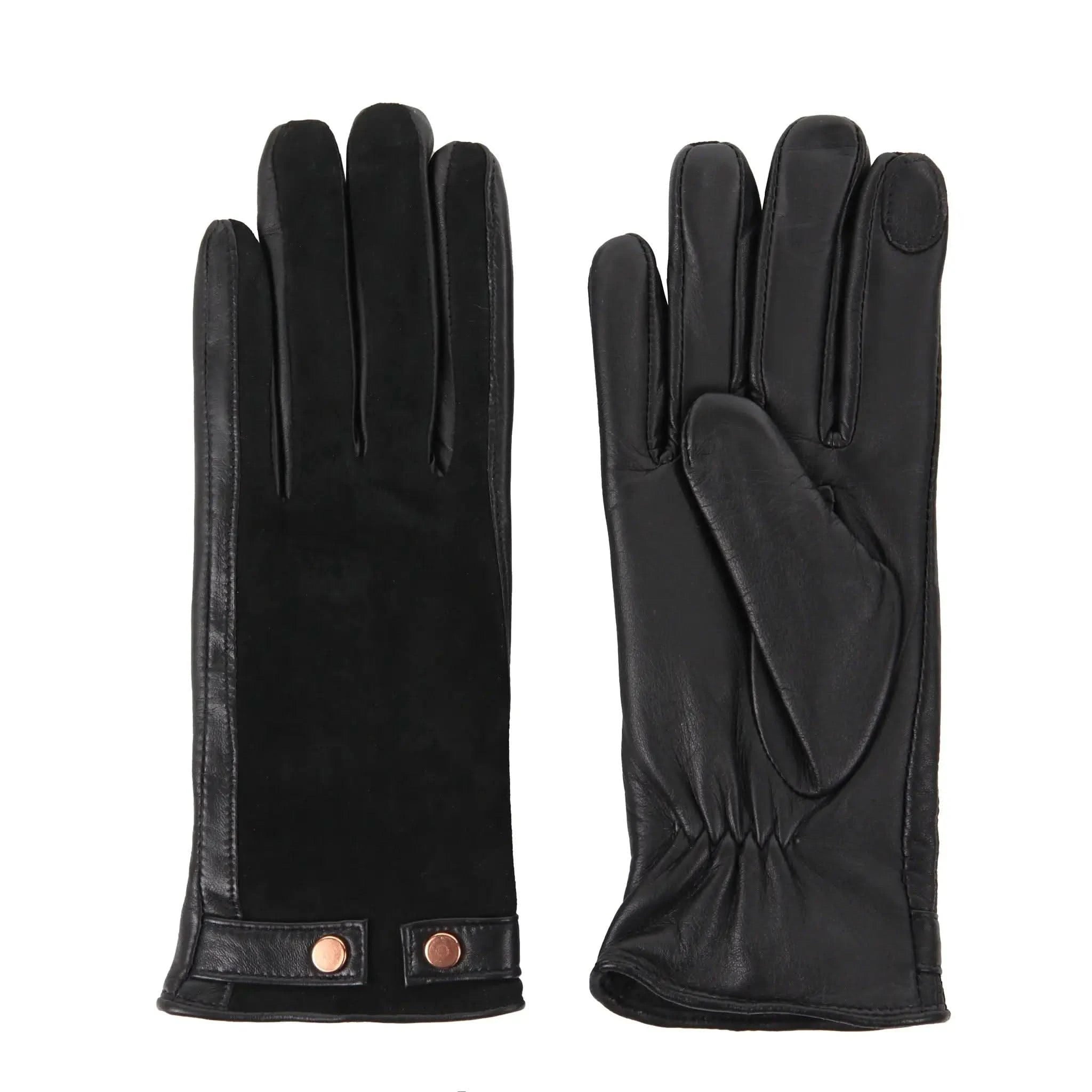 Leather & Suede Black Gloves - Welligogs