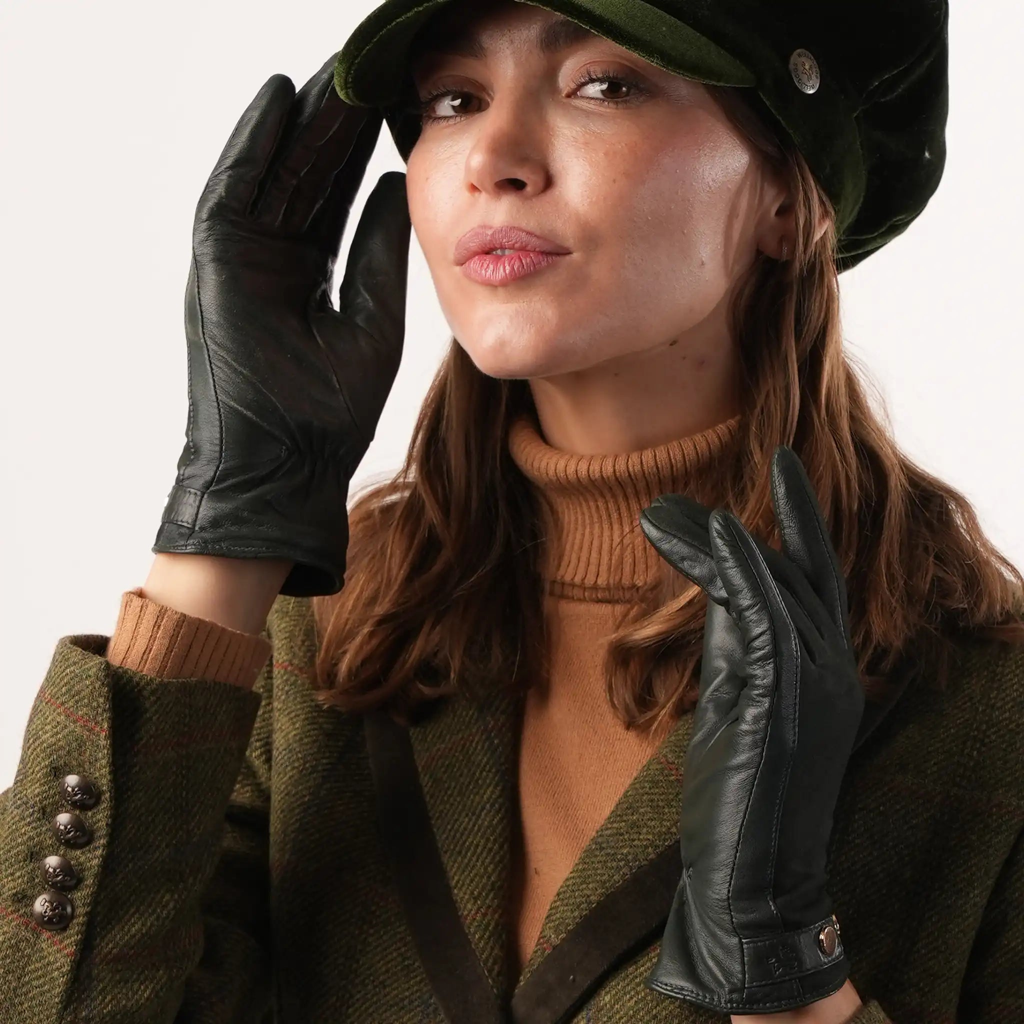 Leather & Suede Racing Green Gloves