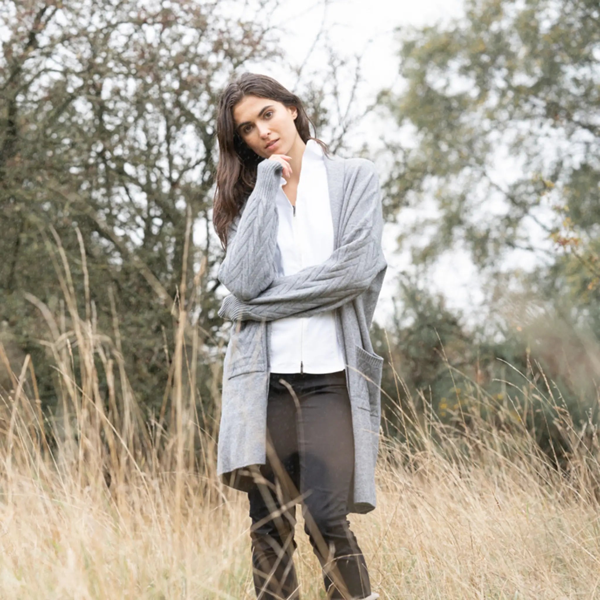 Cable Knit Grey Cardigan - Welligogs