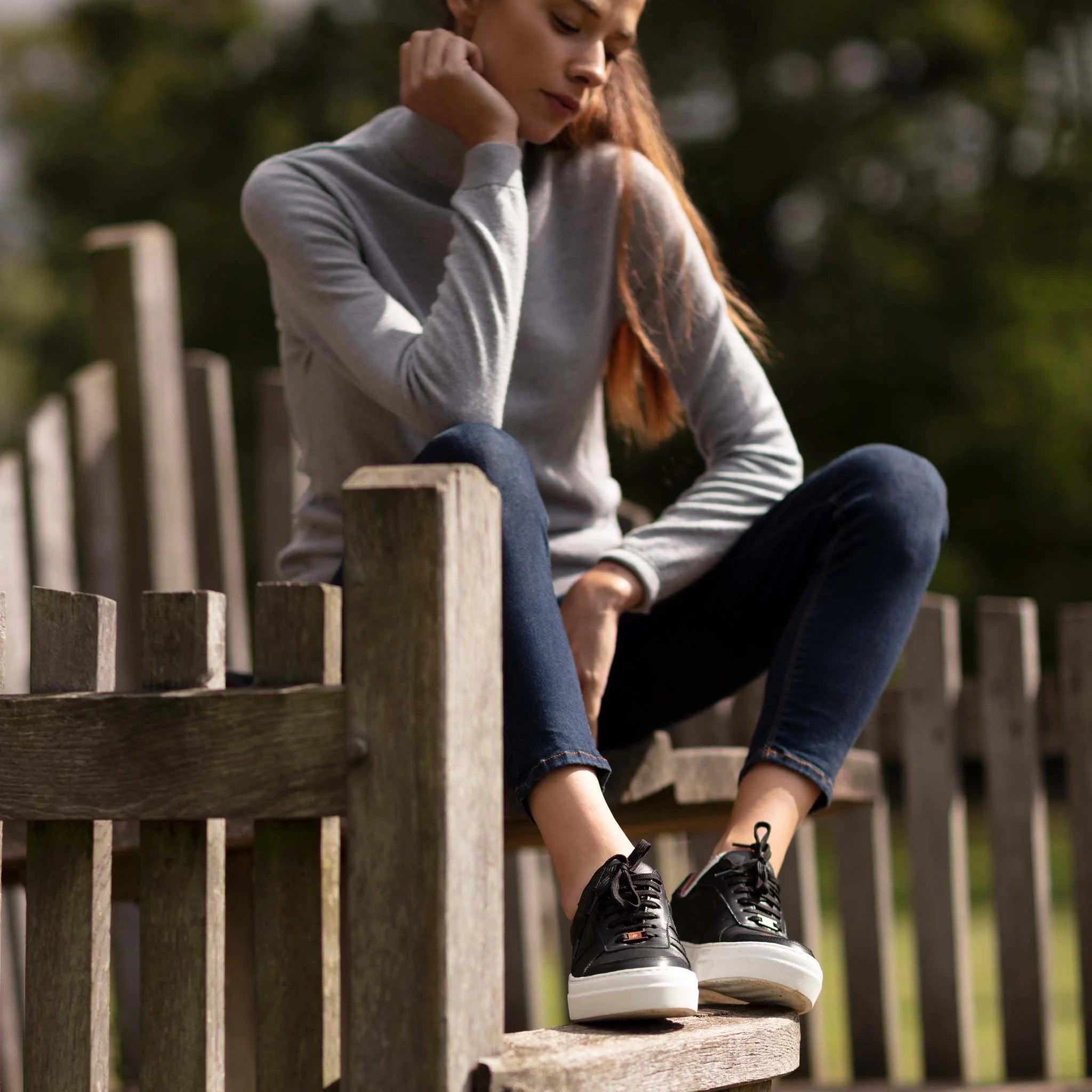 Merino Wool Roll Neck Light Grey Jumper - Welligogs