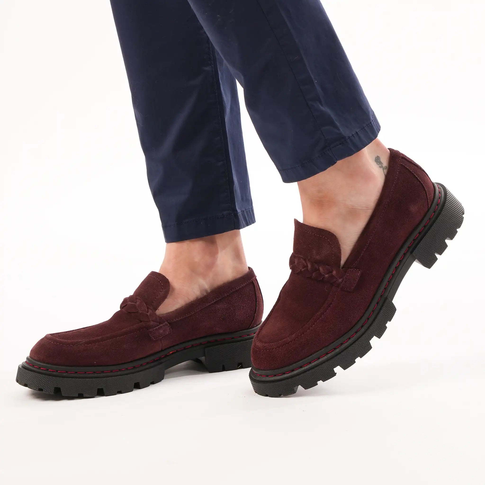Hackney Burgundy Suede Loafers