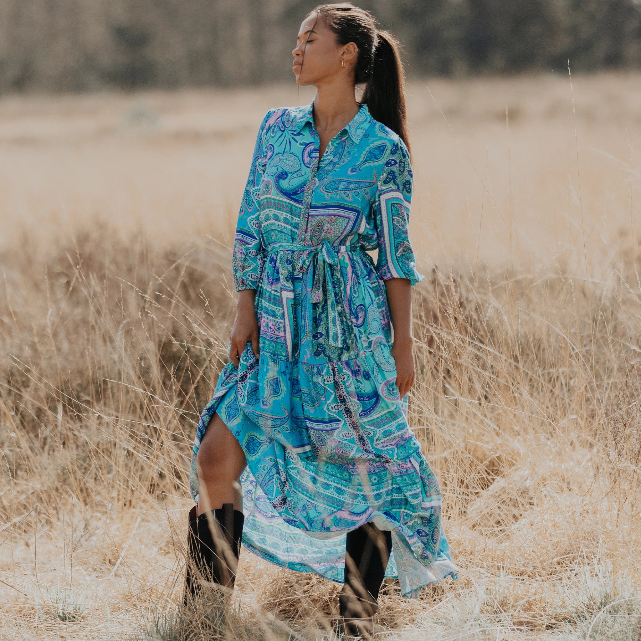 Josephine Turquoise Dress | Layered Dress | long layered dress Josephine Turquoise Dress | Layered Dress | long layered dress
