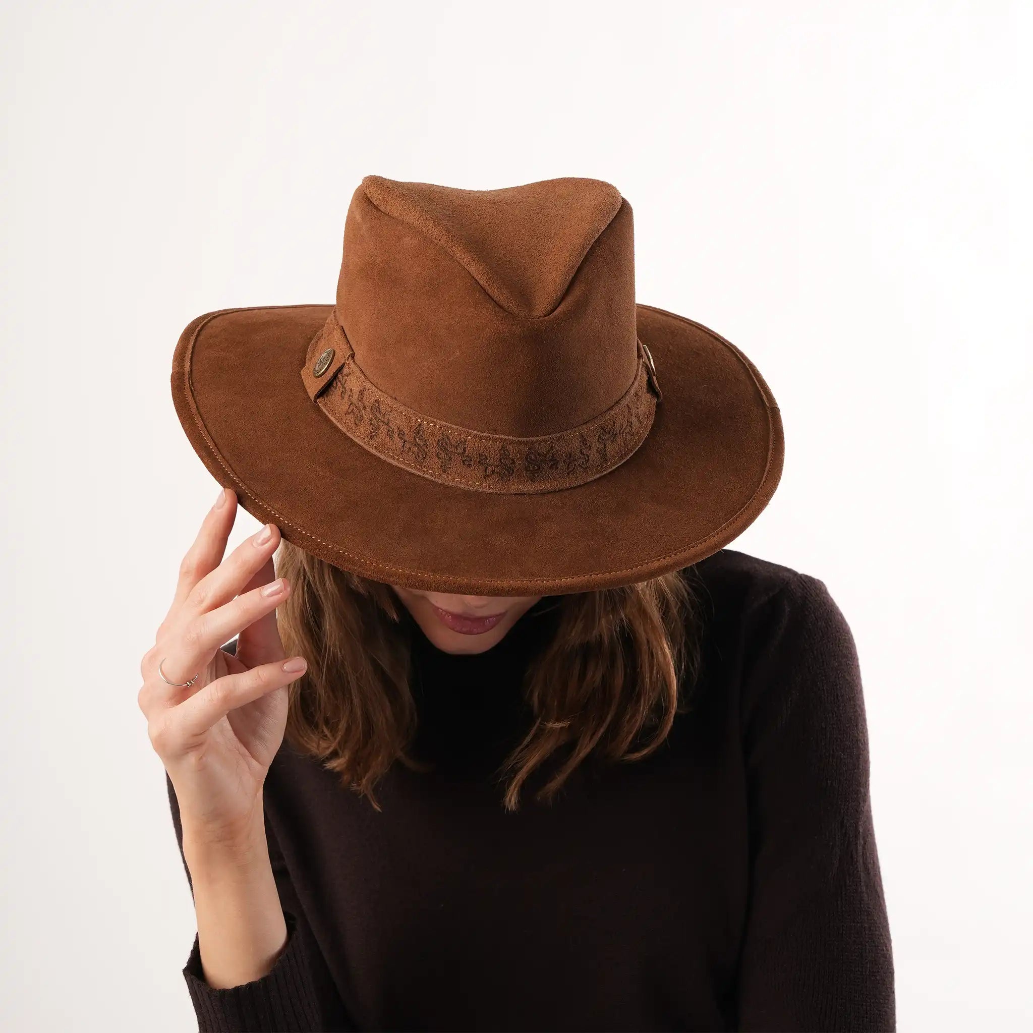 Suede Tan Hat | Jessica Suede Tan Hat | Womens Tan Hat