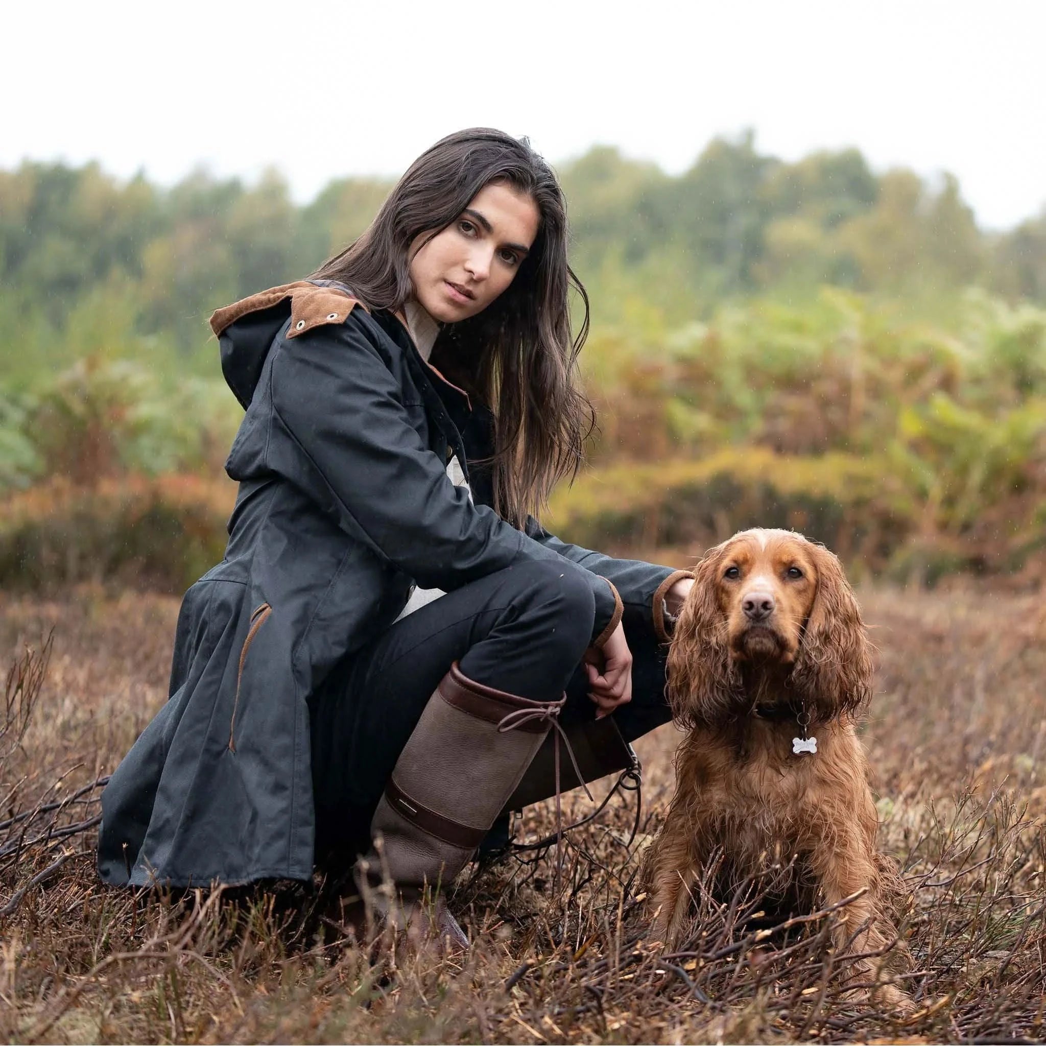 Louise Black/Tan Wax Coat - Welligogs