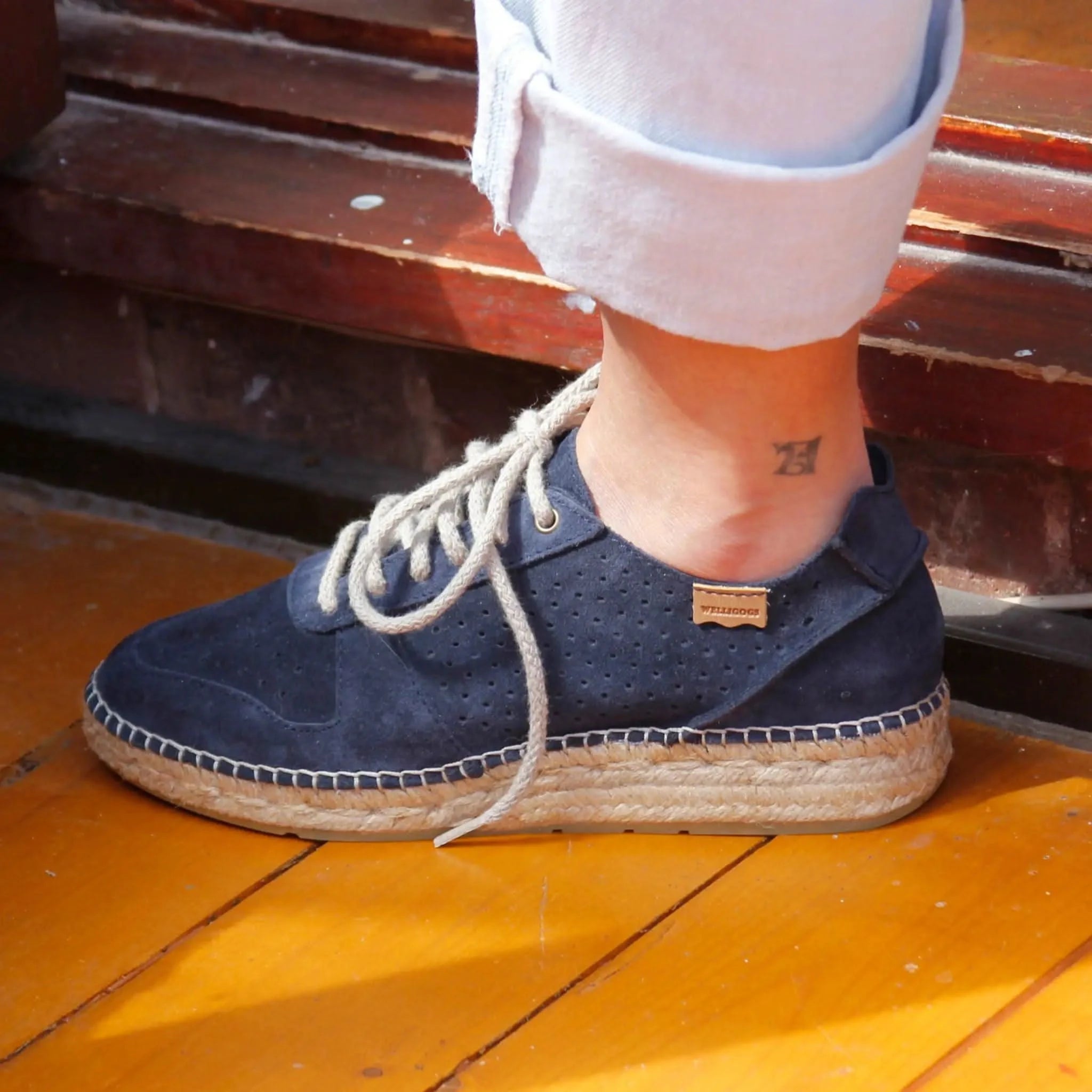 Porto Navy Suede Trainers - Welligogs