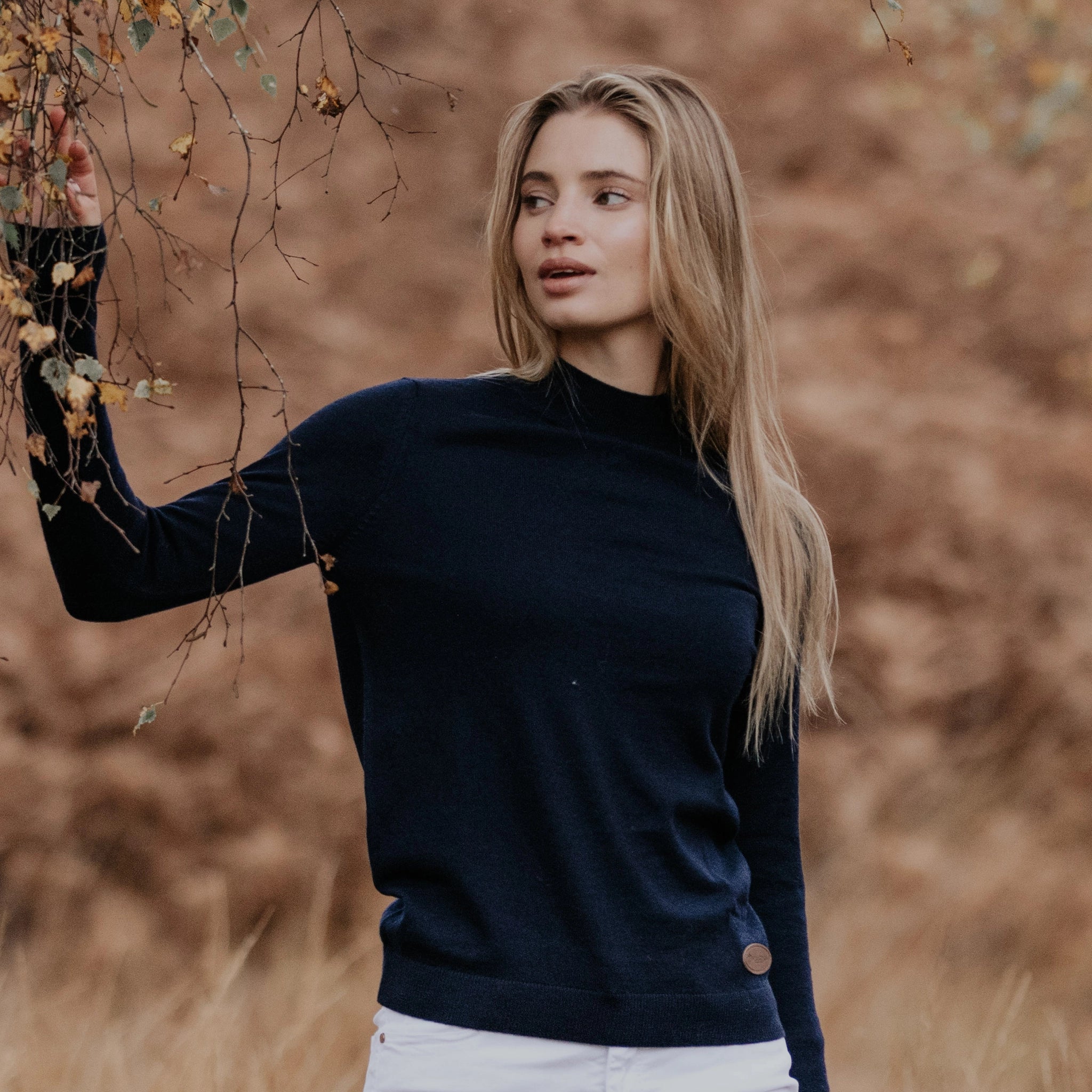 Merino Wool Turtle Neck Navy Jumper - Welligogs