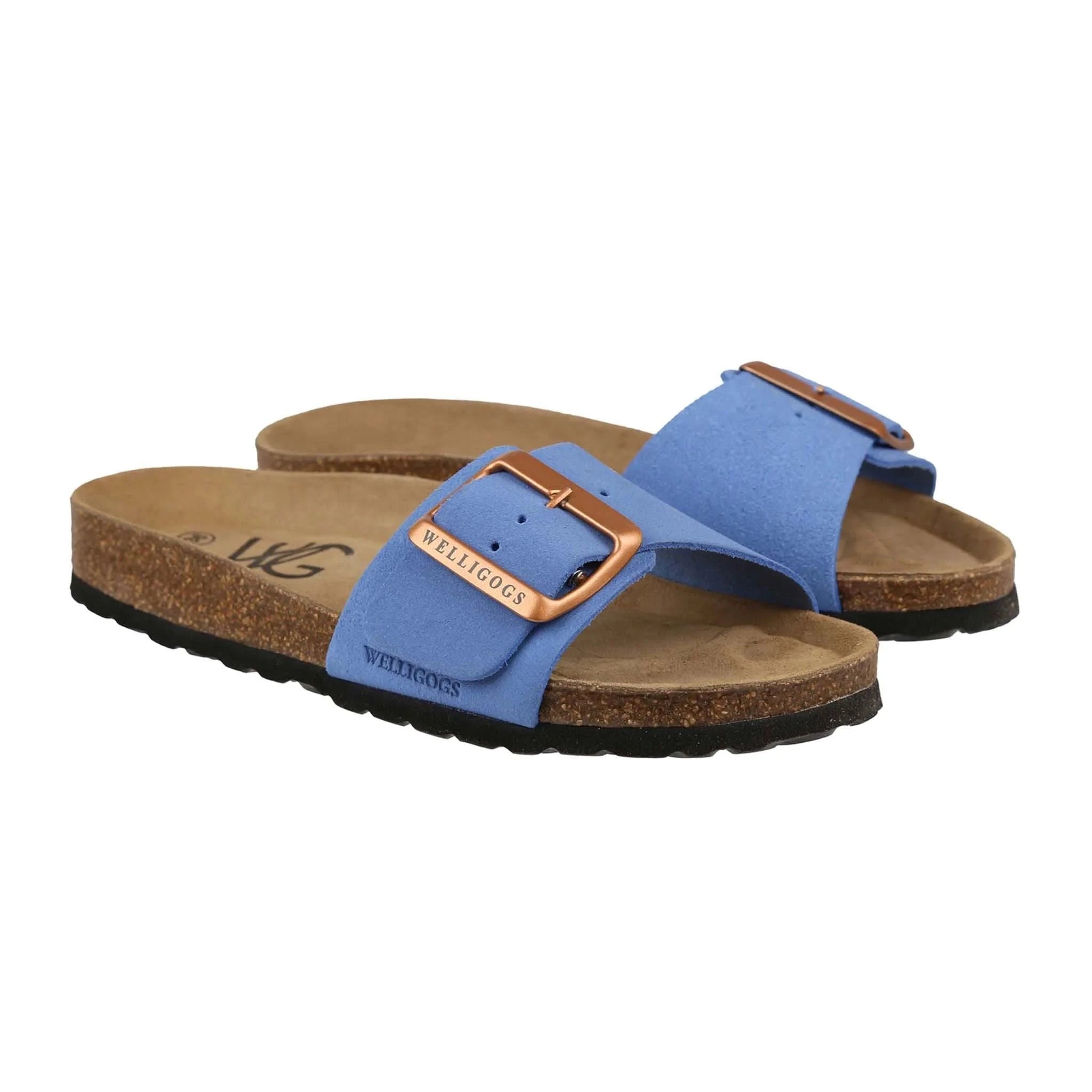 Marbella Cornflower Blue Slides - Welligogs