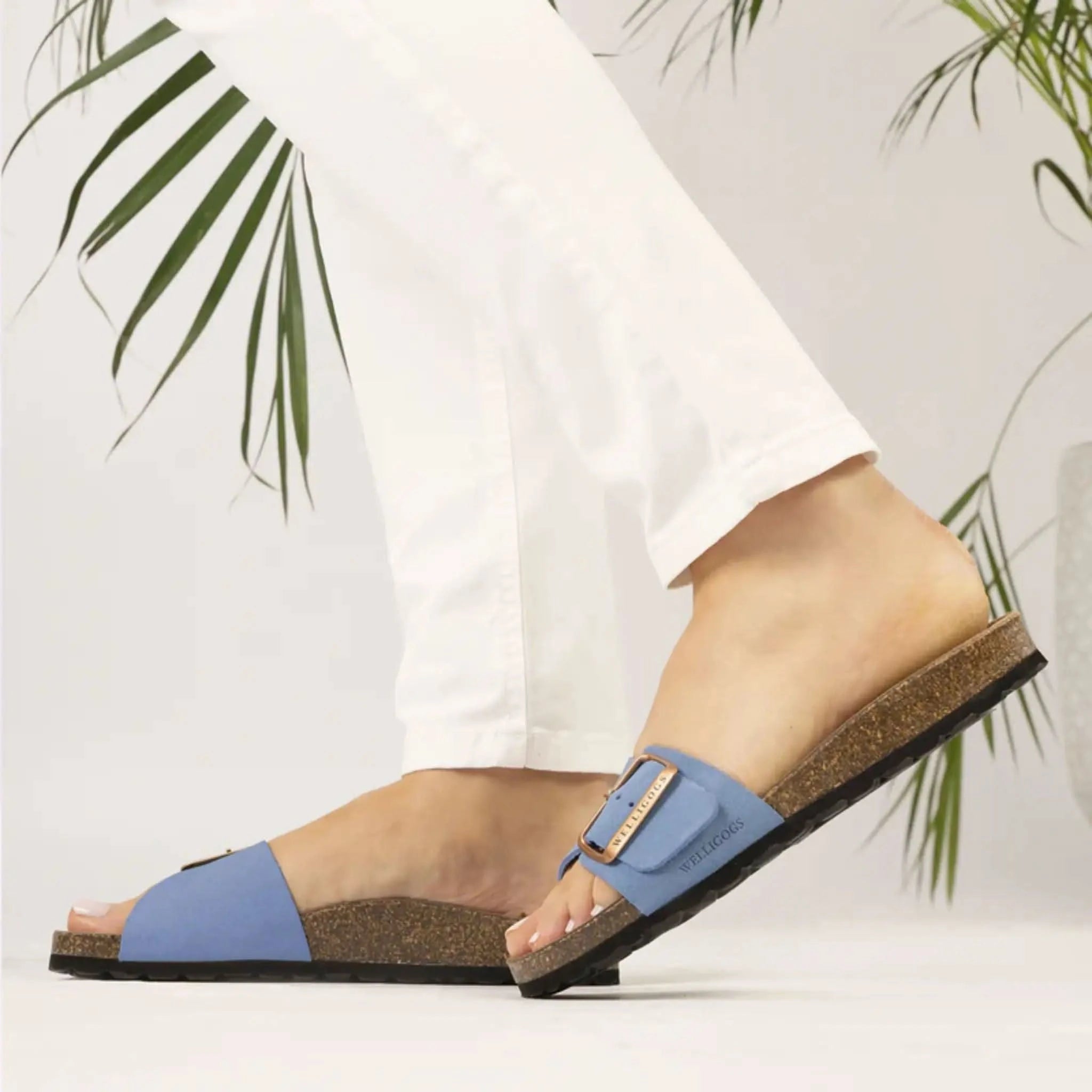 Marbella Cornflower Blue Slides - Welligogs