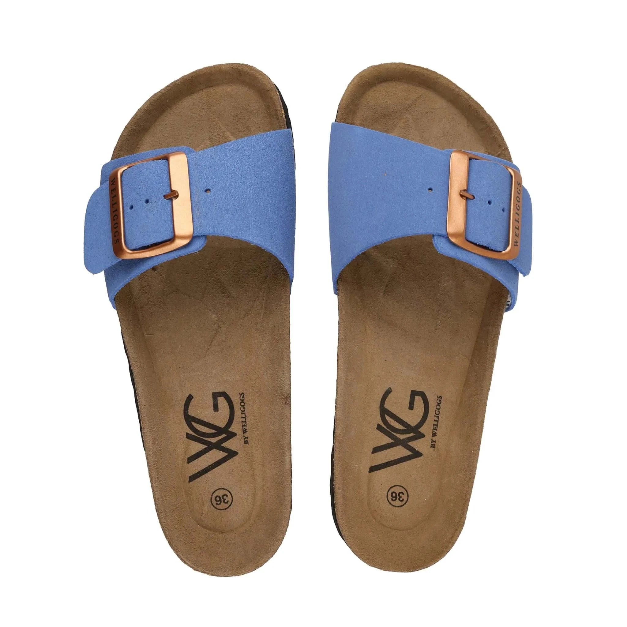 Marbella Cornflower Blue Slides - Welligogs