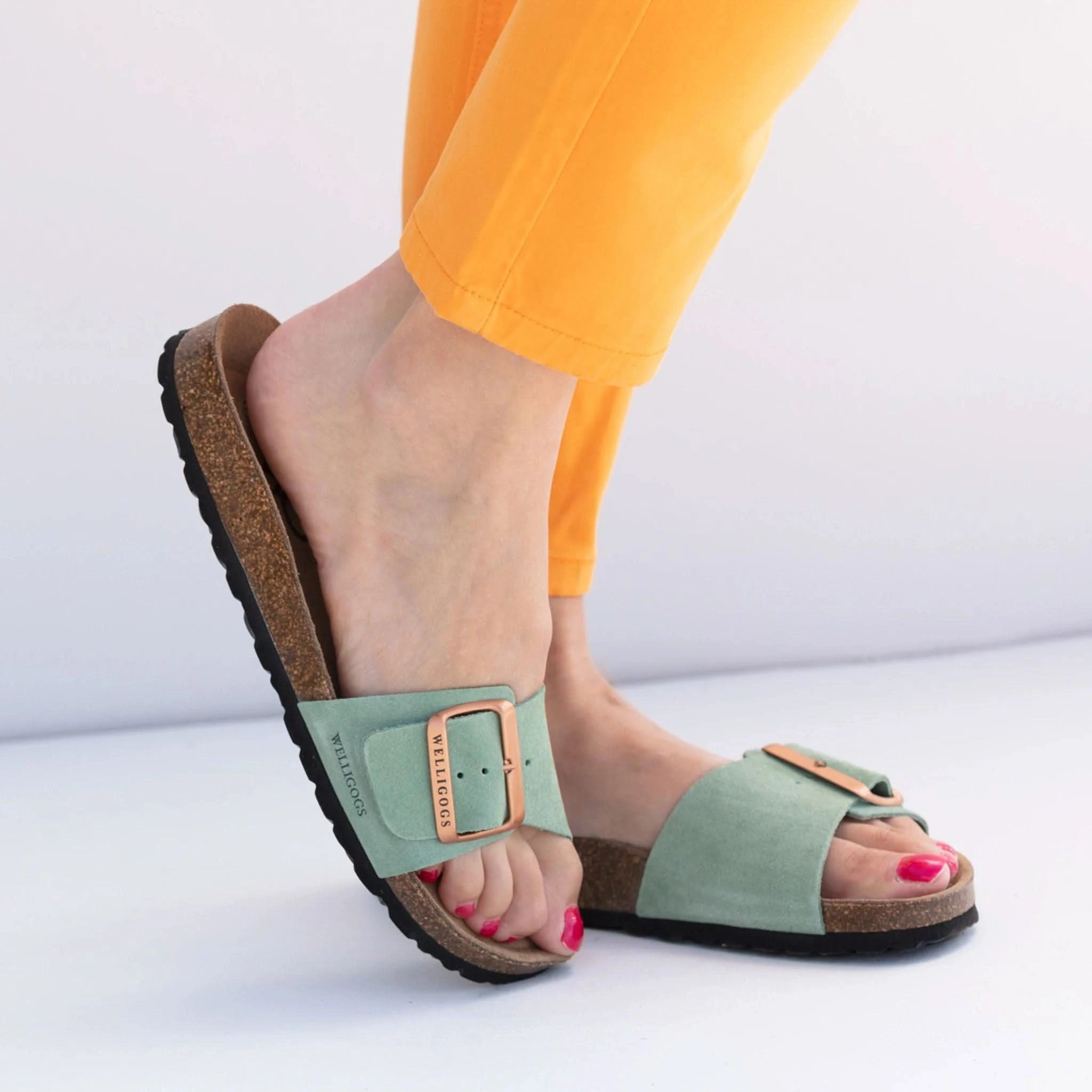 Marbella Pistachio Slides - Welligogs