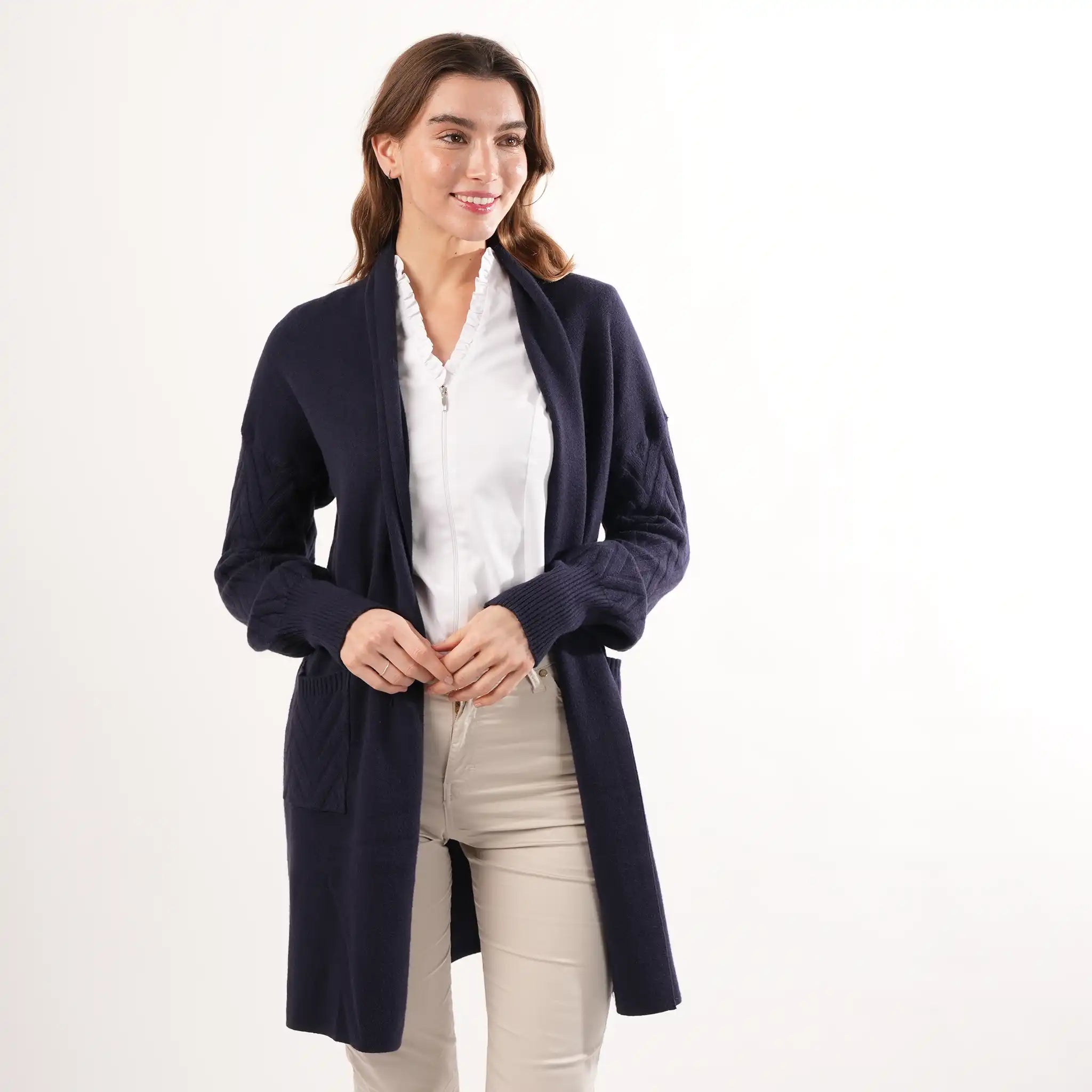 Cable Knit Navy Cardigan