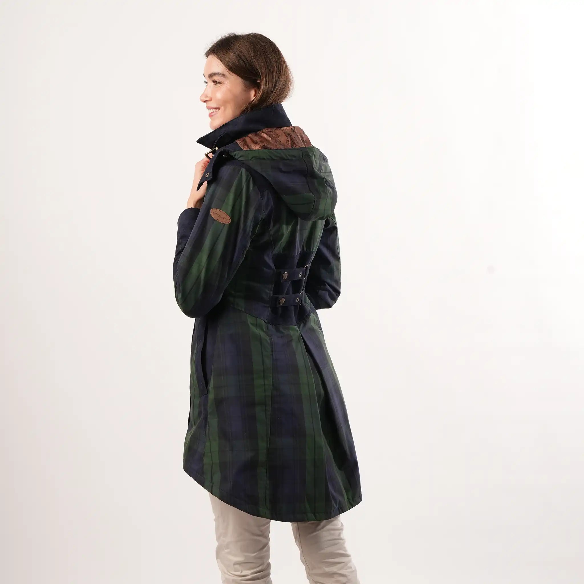 Odette Navy Check Waterproof Coat