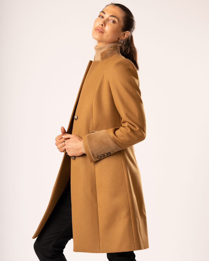 Ladies camel wool coat top uk