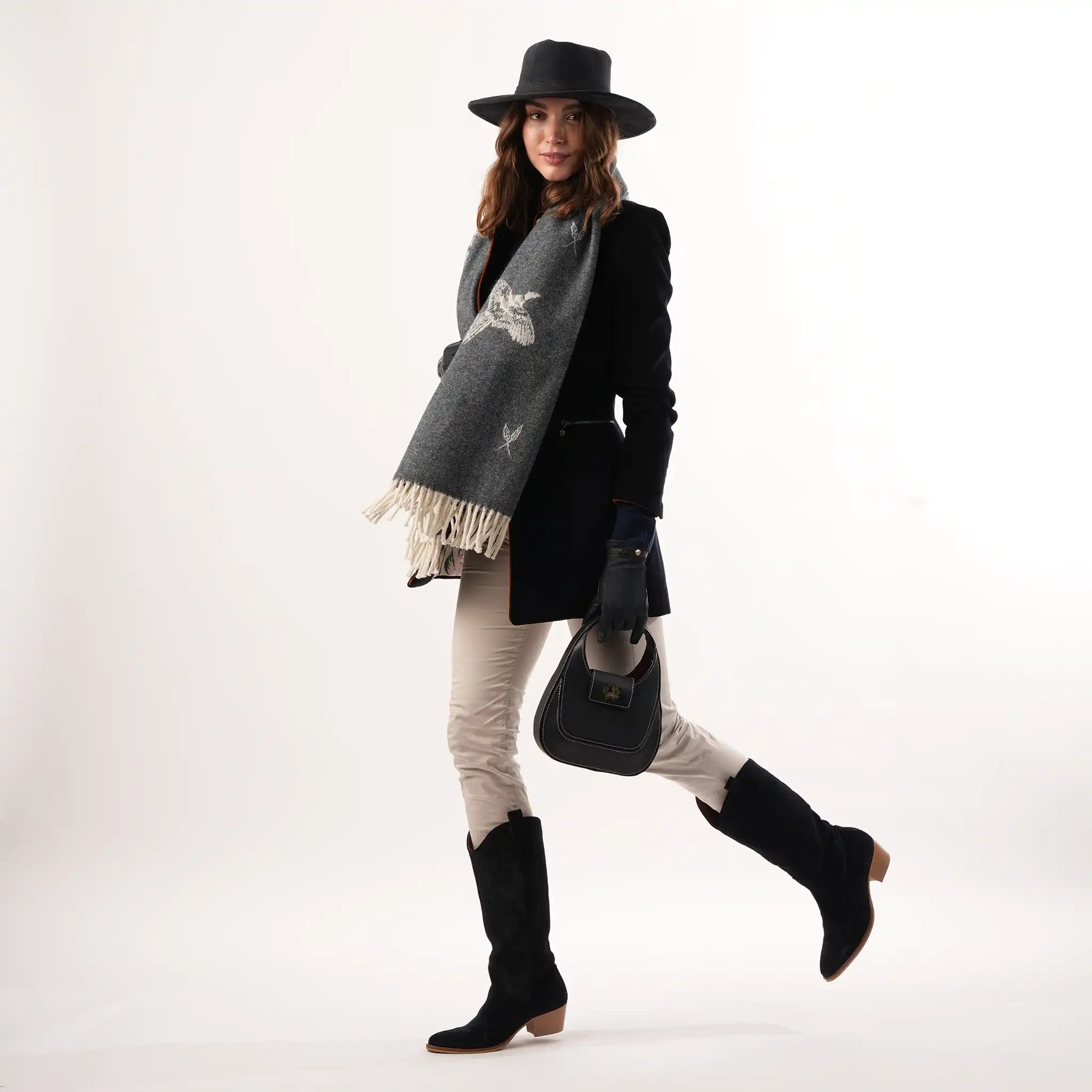 Phillipa Navy Leather Handbag