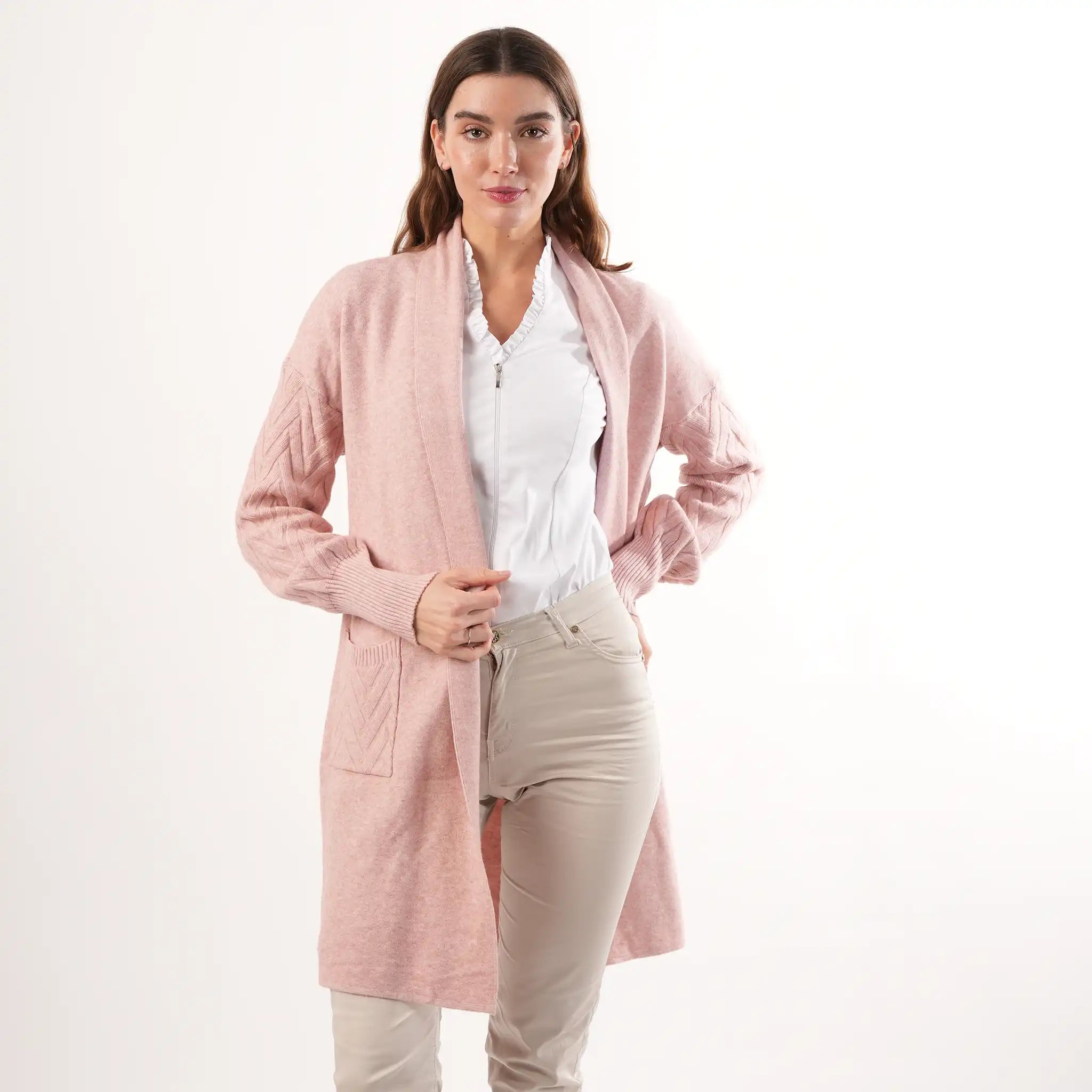 Cable Knit Pink Cardigan