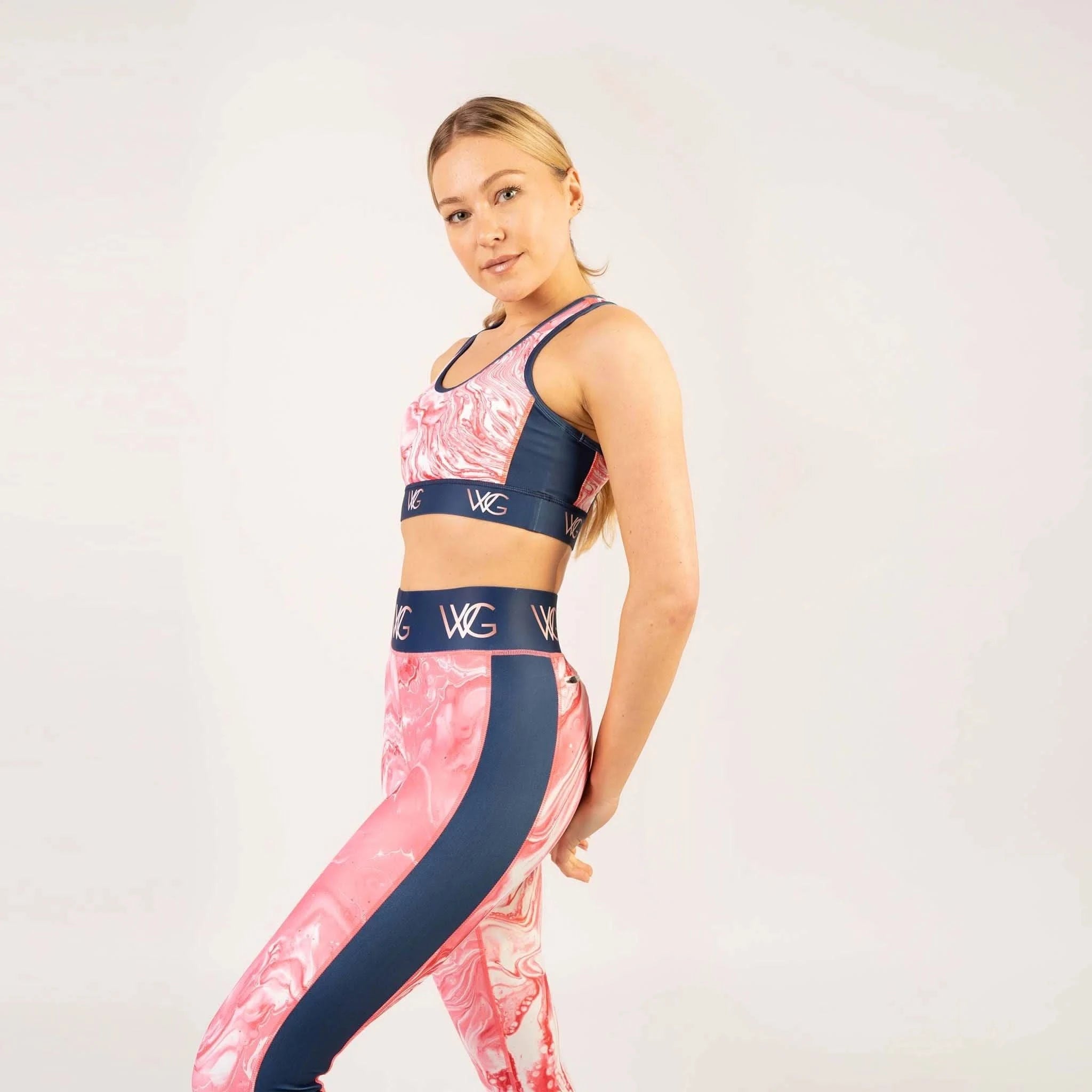 WG Flex Sustainable Pink Marble Crop Top - Welligogs