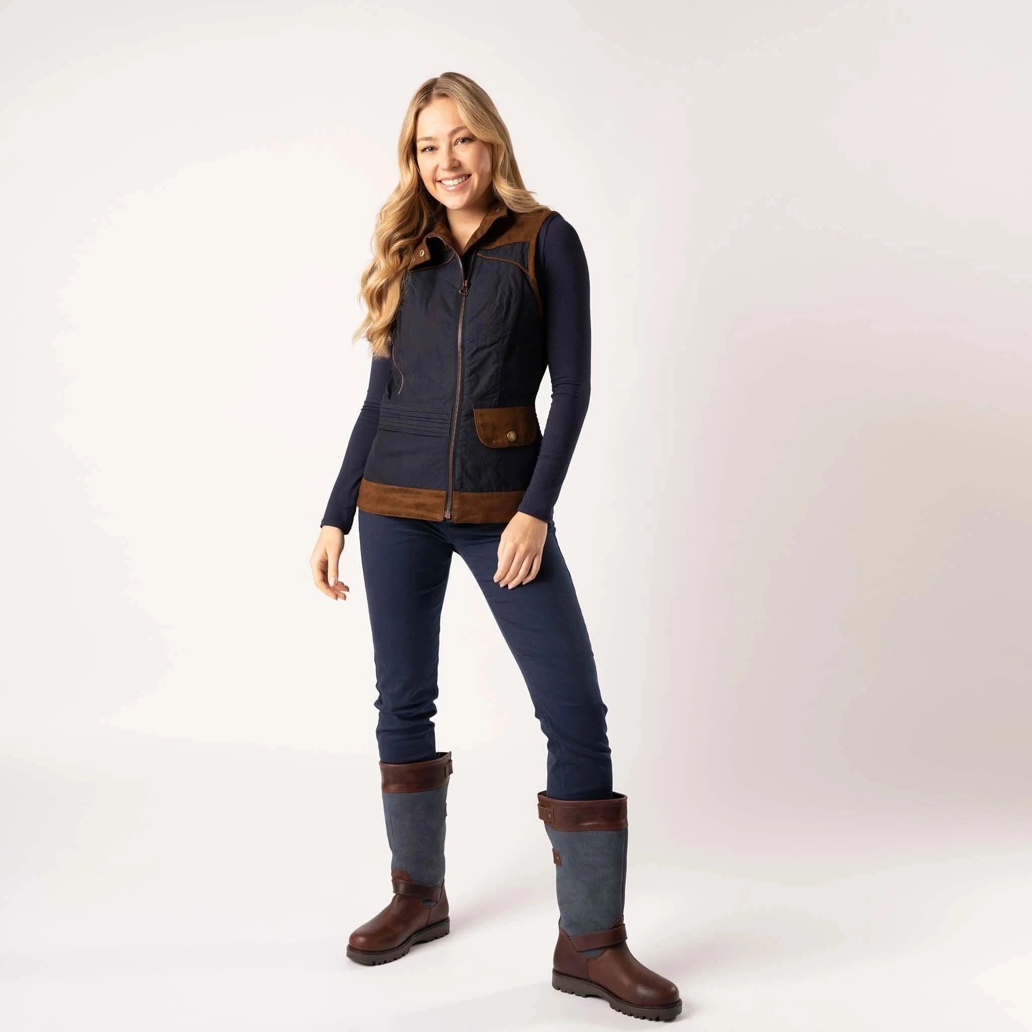 Roxy Navy/Chocolate Wax Gilet - Welligogs