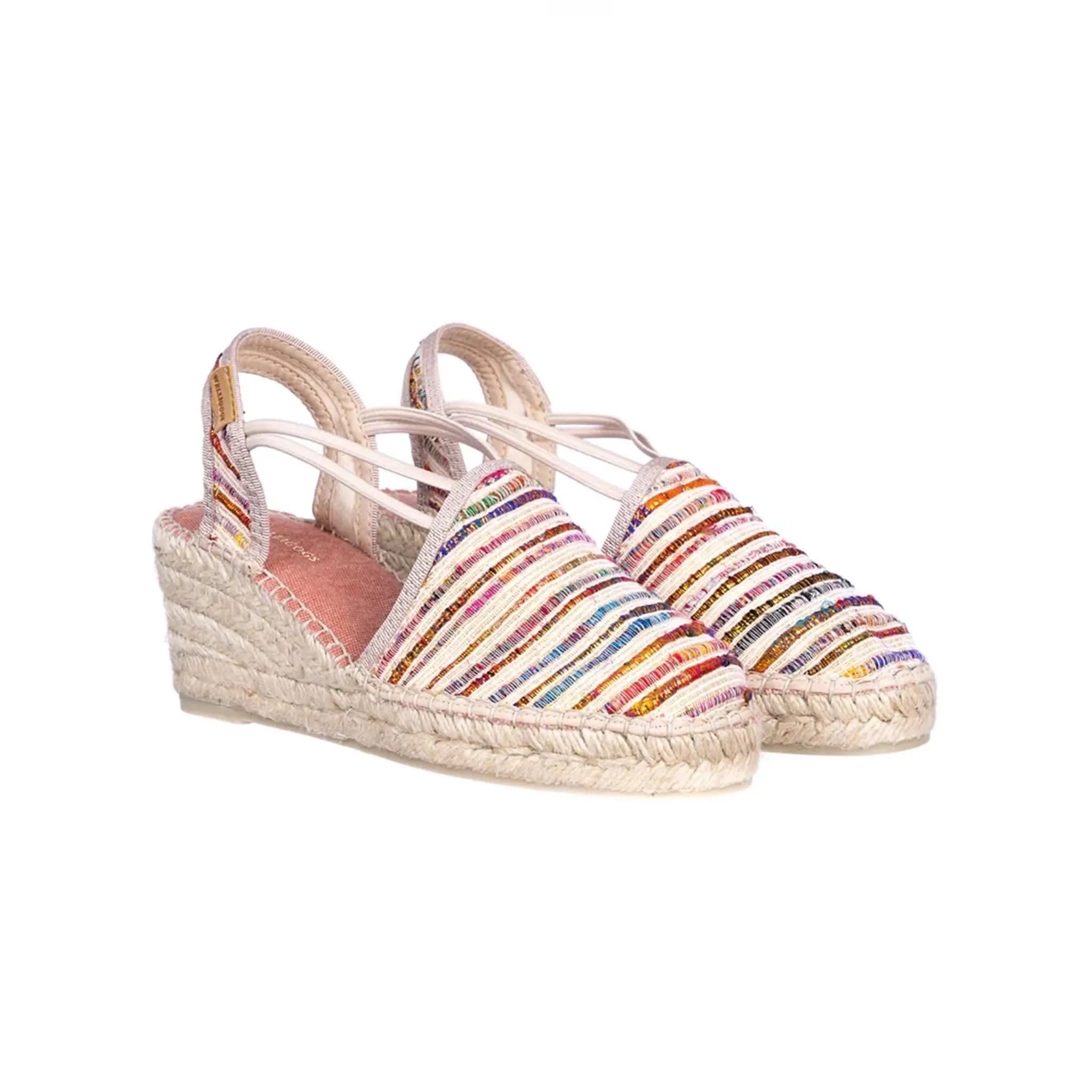 Porto Multi Stripe Heeled Espadrille Sandal - Welligogs