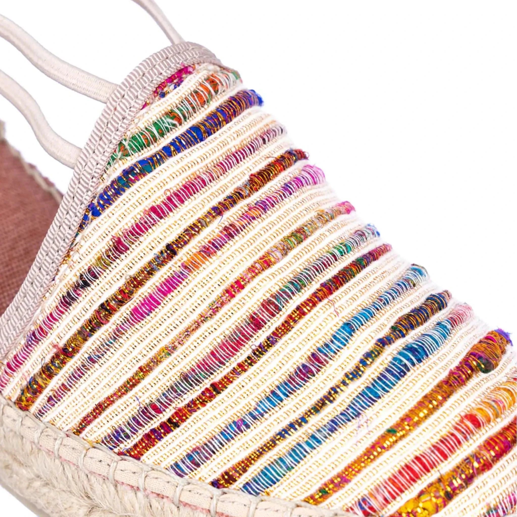 Porto Multi Stripe Heeled Espadrille Sandal - Welligogs