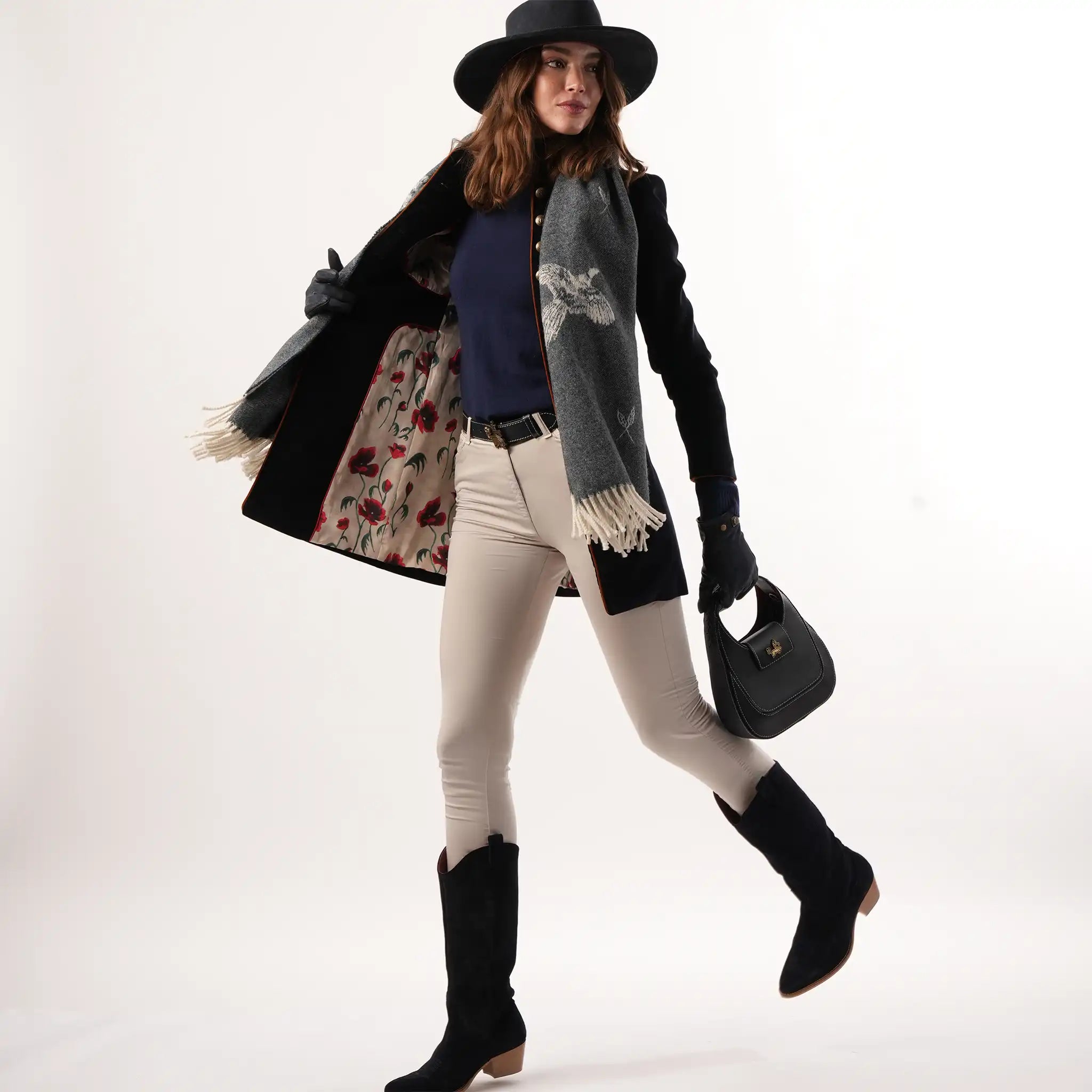 Seville Navy Velvet Coat