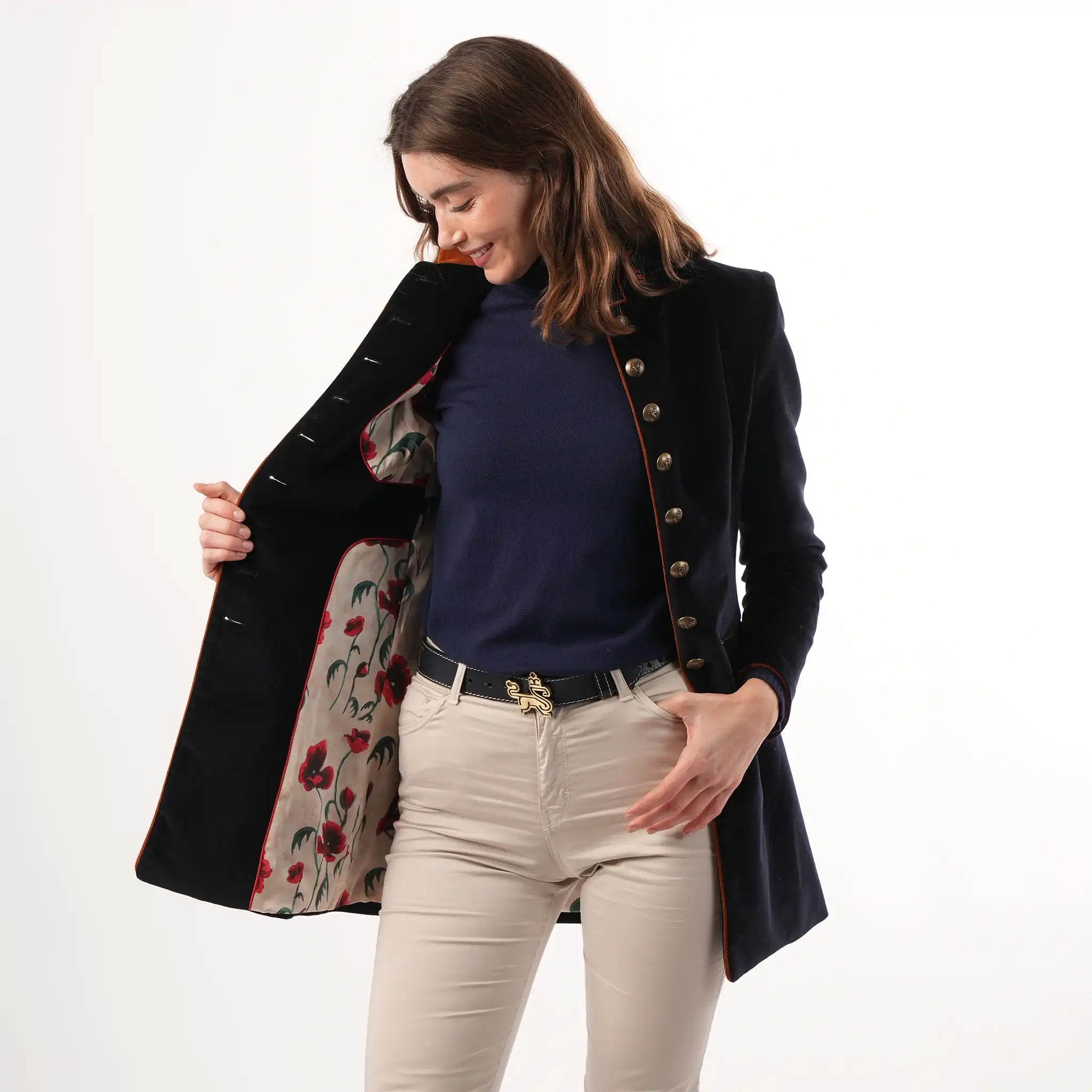 Seville Navy Velvet Coat
