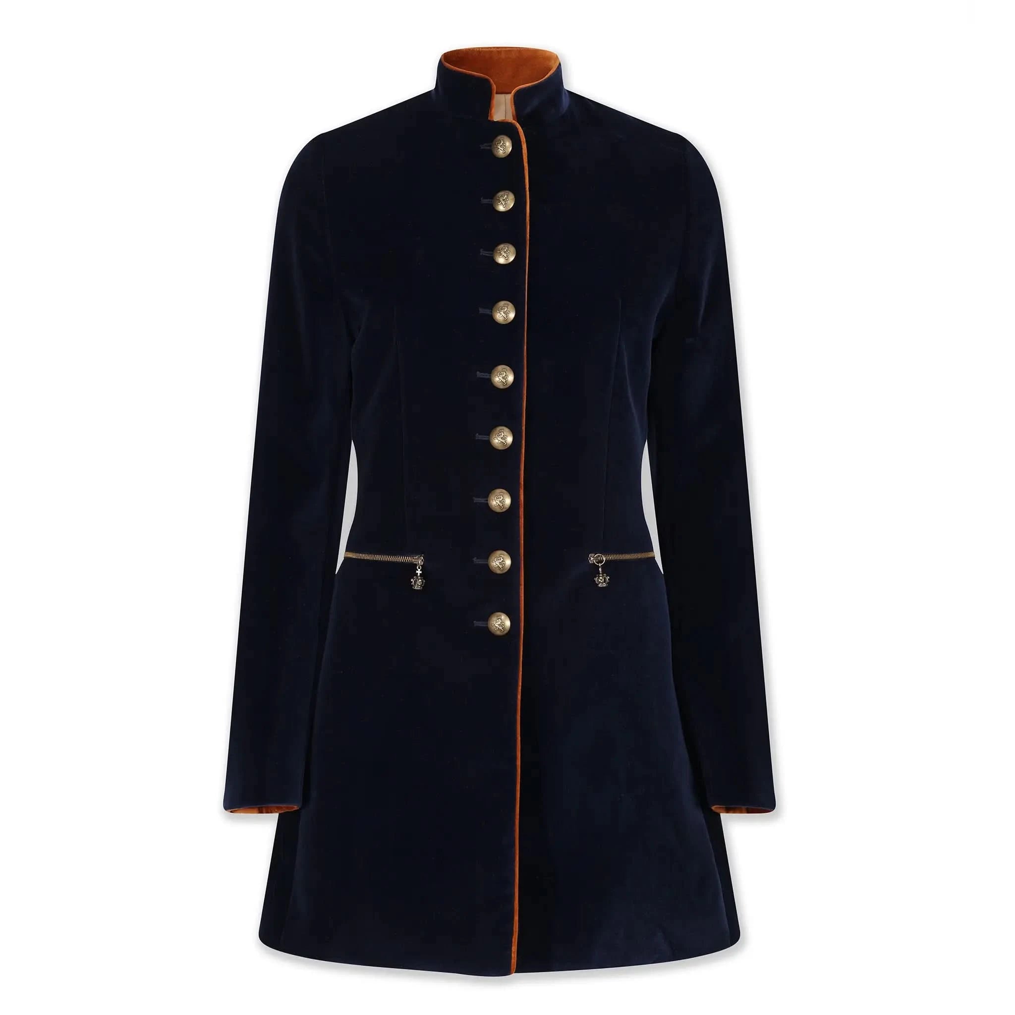 Seville Navy Velvet Coat - Welligogs