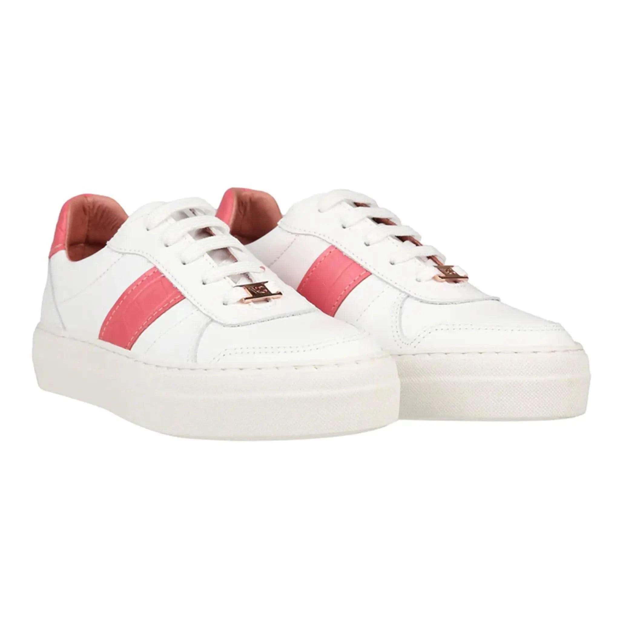 Stella White/Pink Leather Trainers - Welligogs