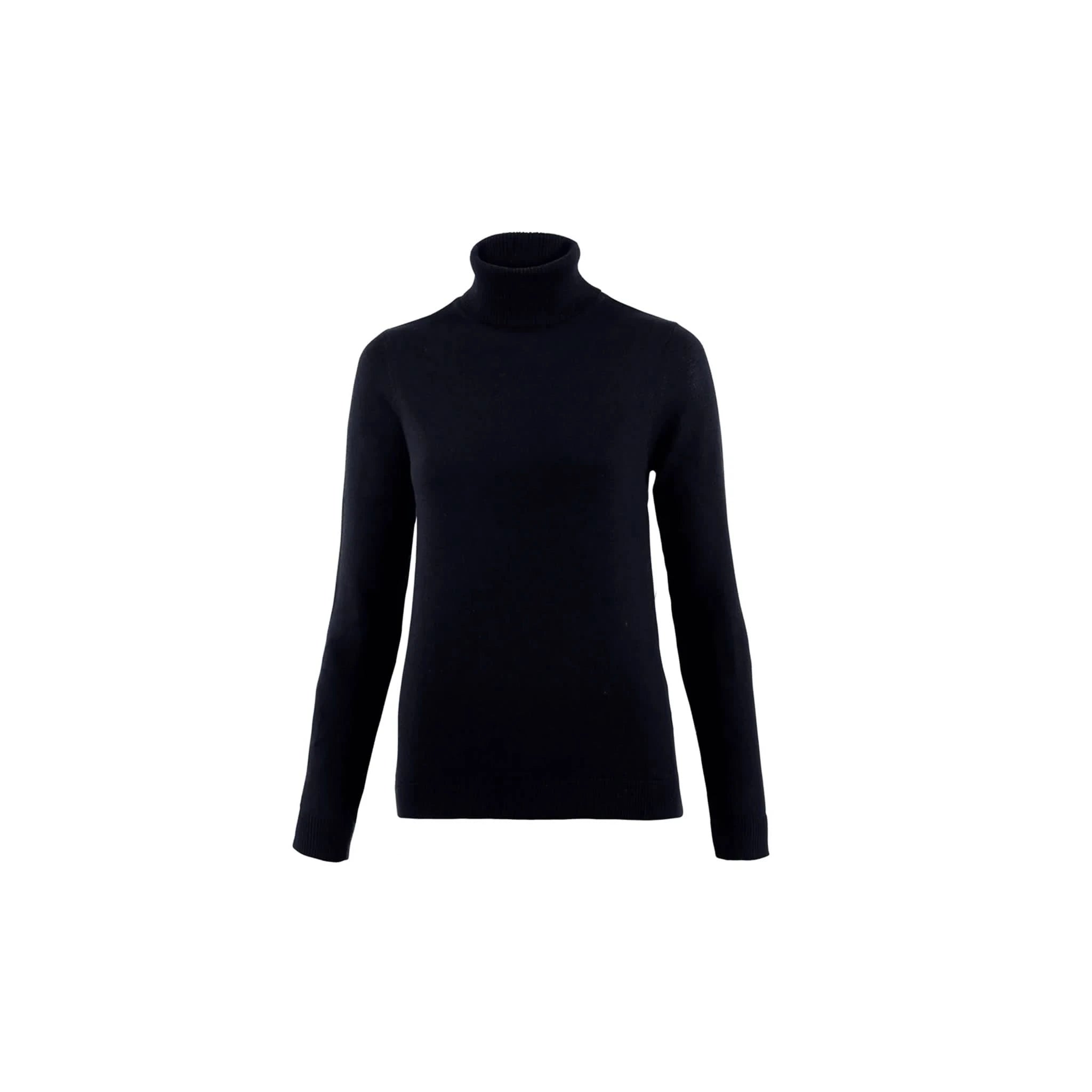 Merino Wool Roll Neck Black Jumper - Welligogs