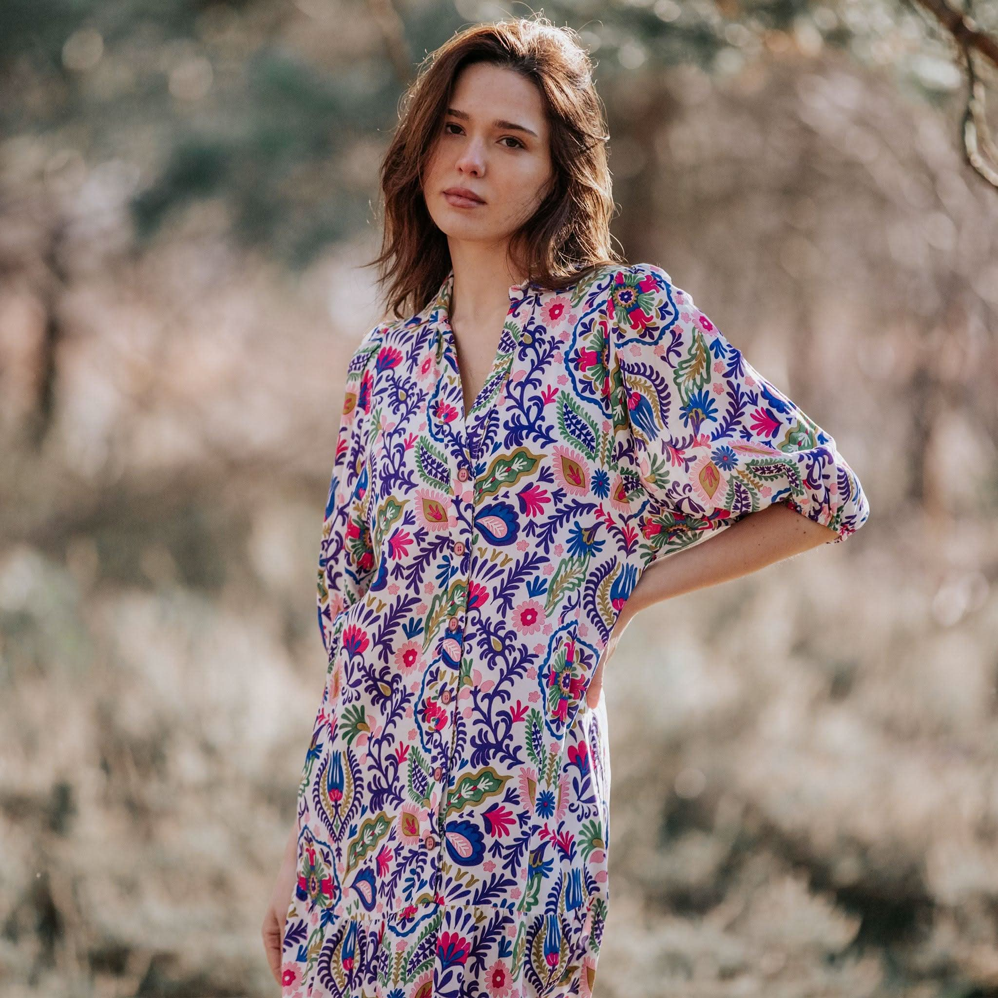 Zuri Floral Shirt Dress - Welligogs