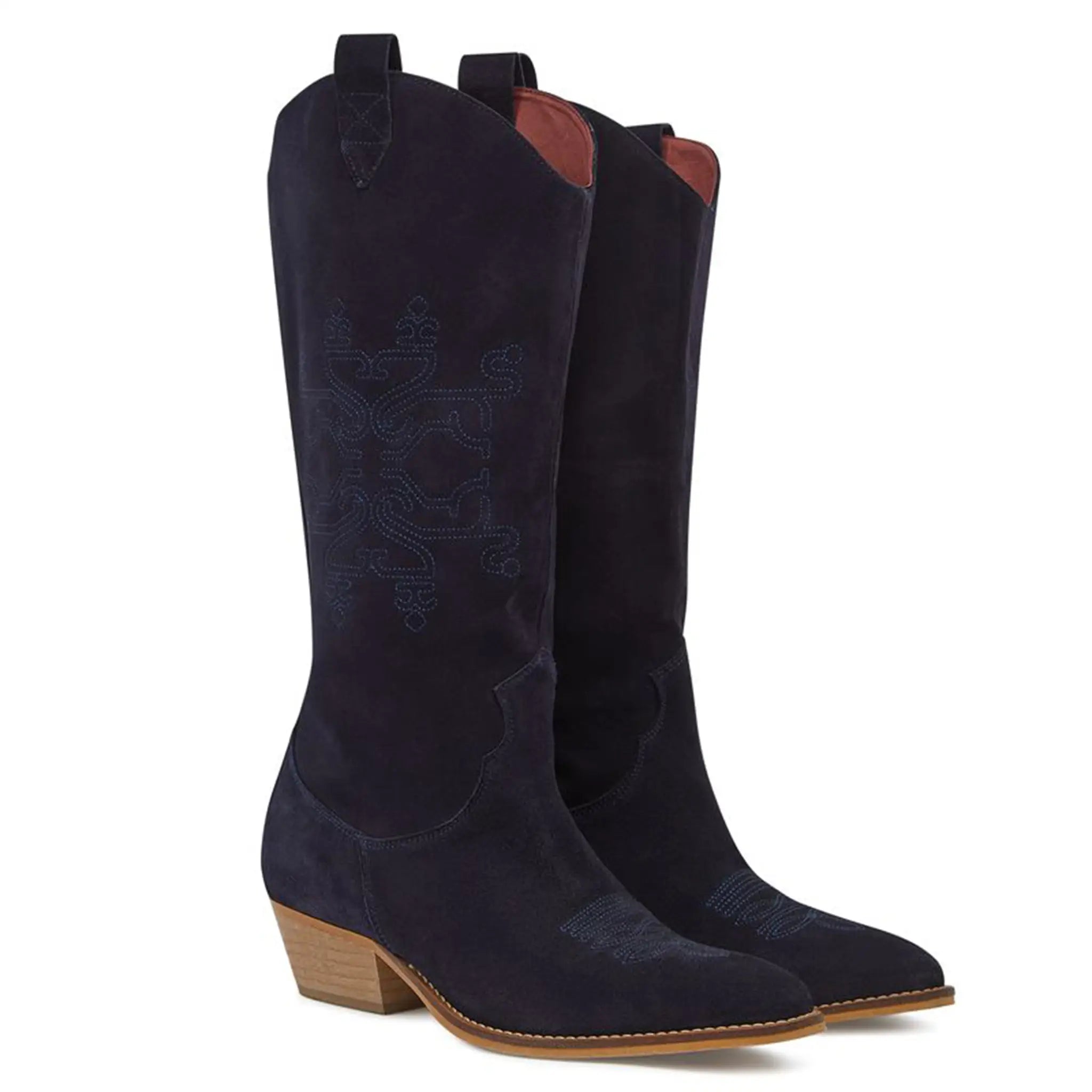 Beth Navy Suede Boots Tall Boots Women's Knee High Boots