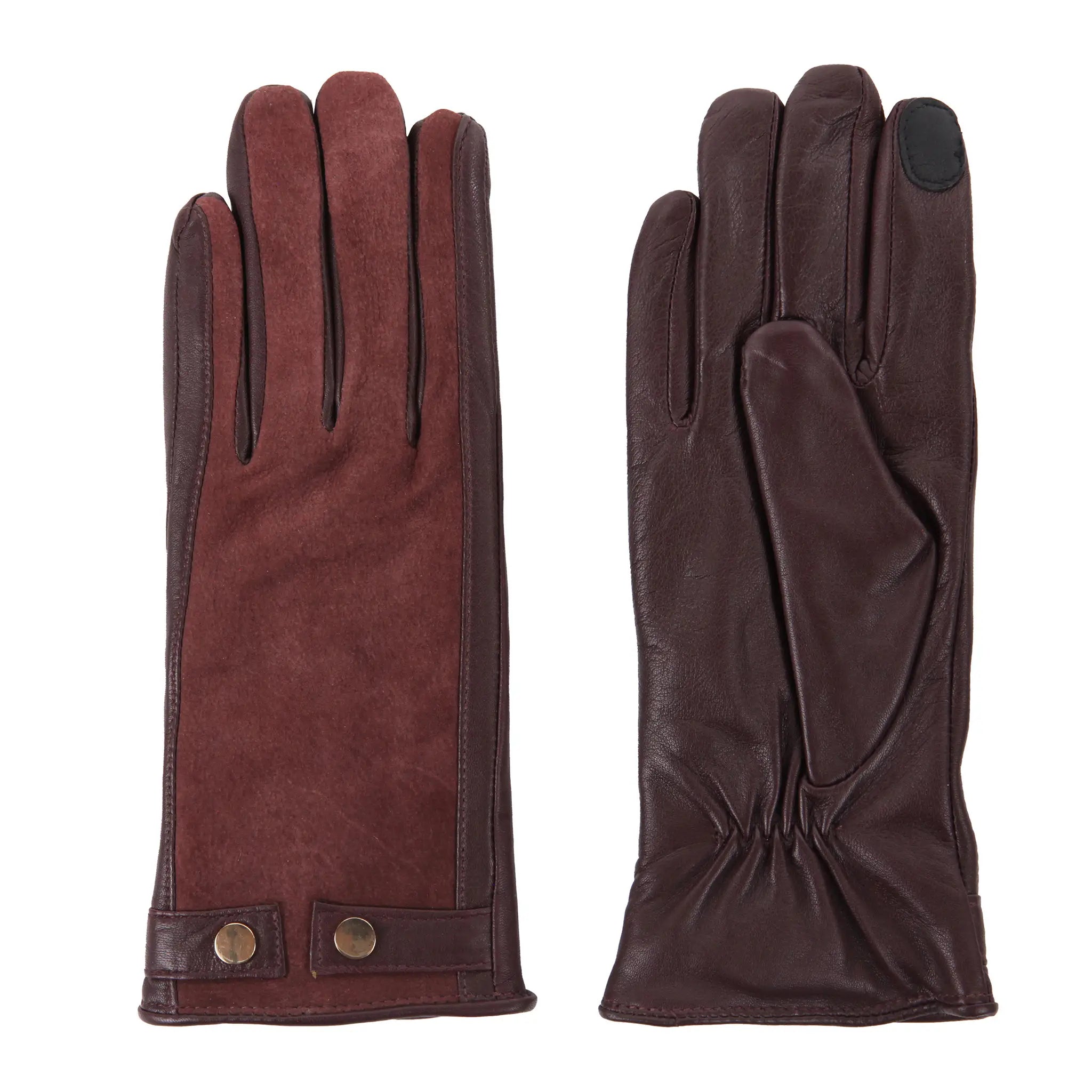 Leather & Suede Burgundy Gloves